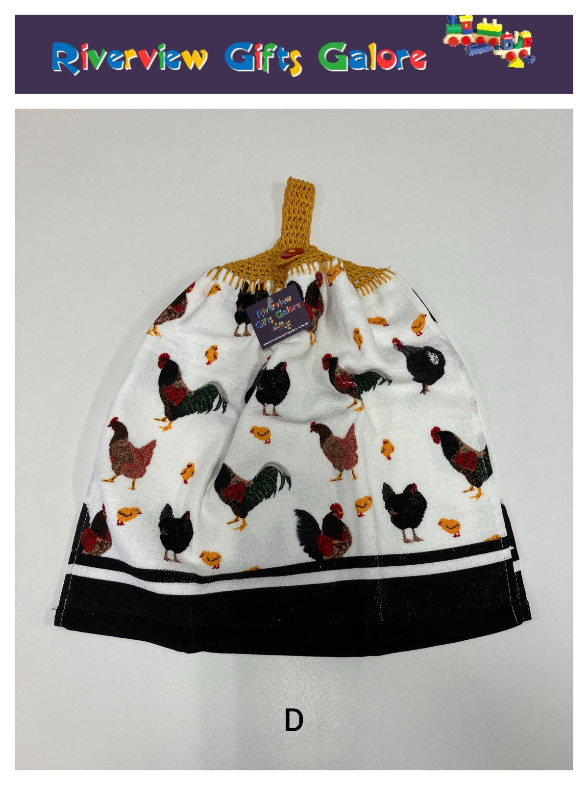 Crochet Top Hand Towel / Tea Towel (Double Thickness) - Chooks