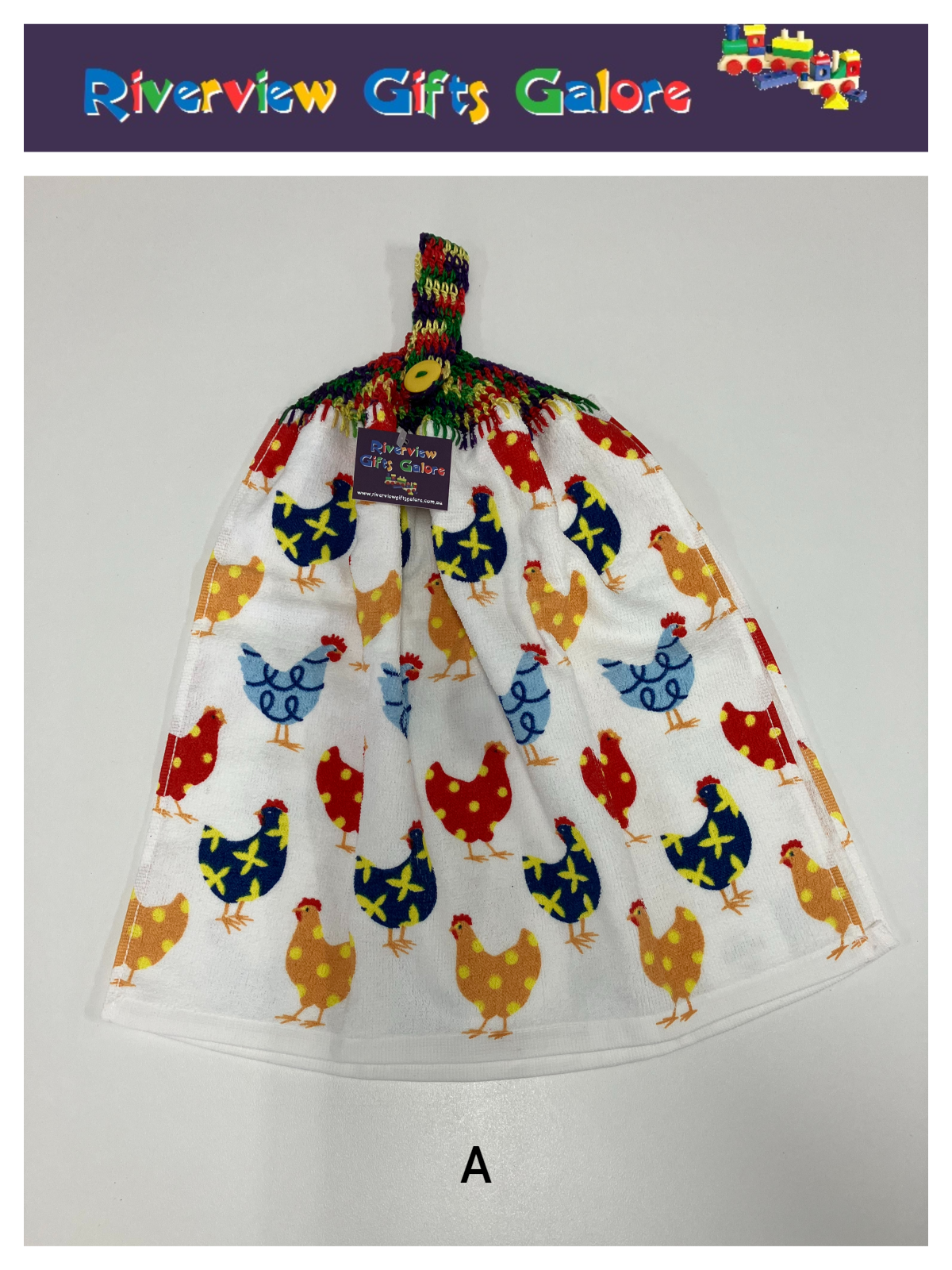 Crochet Top Hand Towel / Tea Towel (Double Thickness) - Chooks