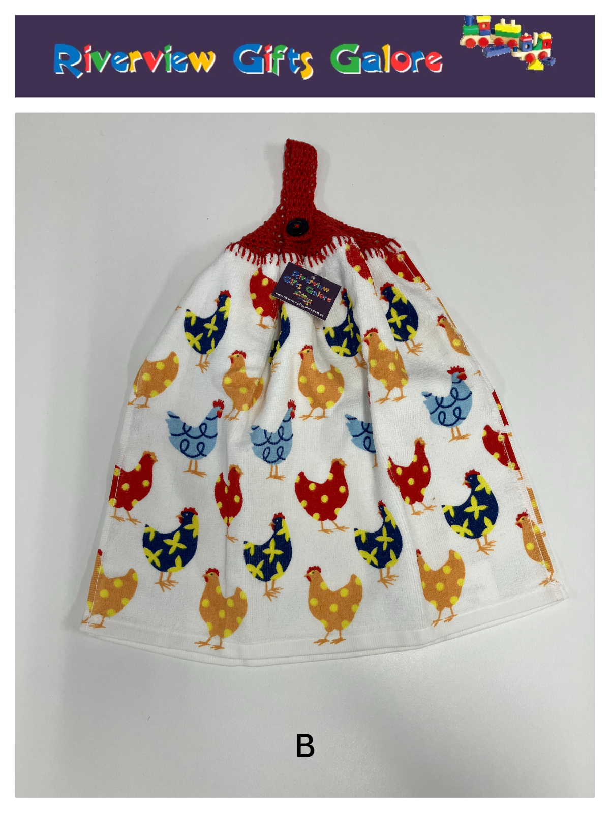 Crochet Top Hand Towel / Tea Towel (Double Thickness) - Chooks