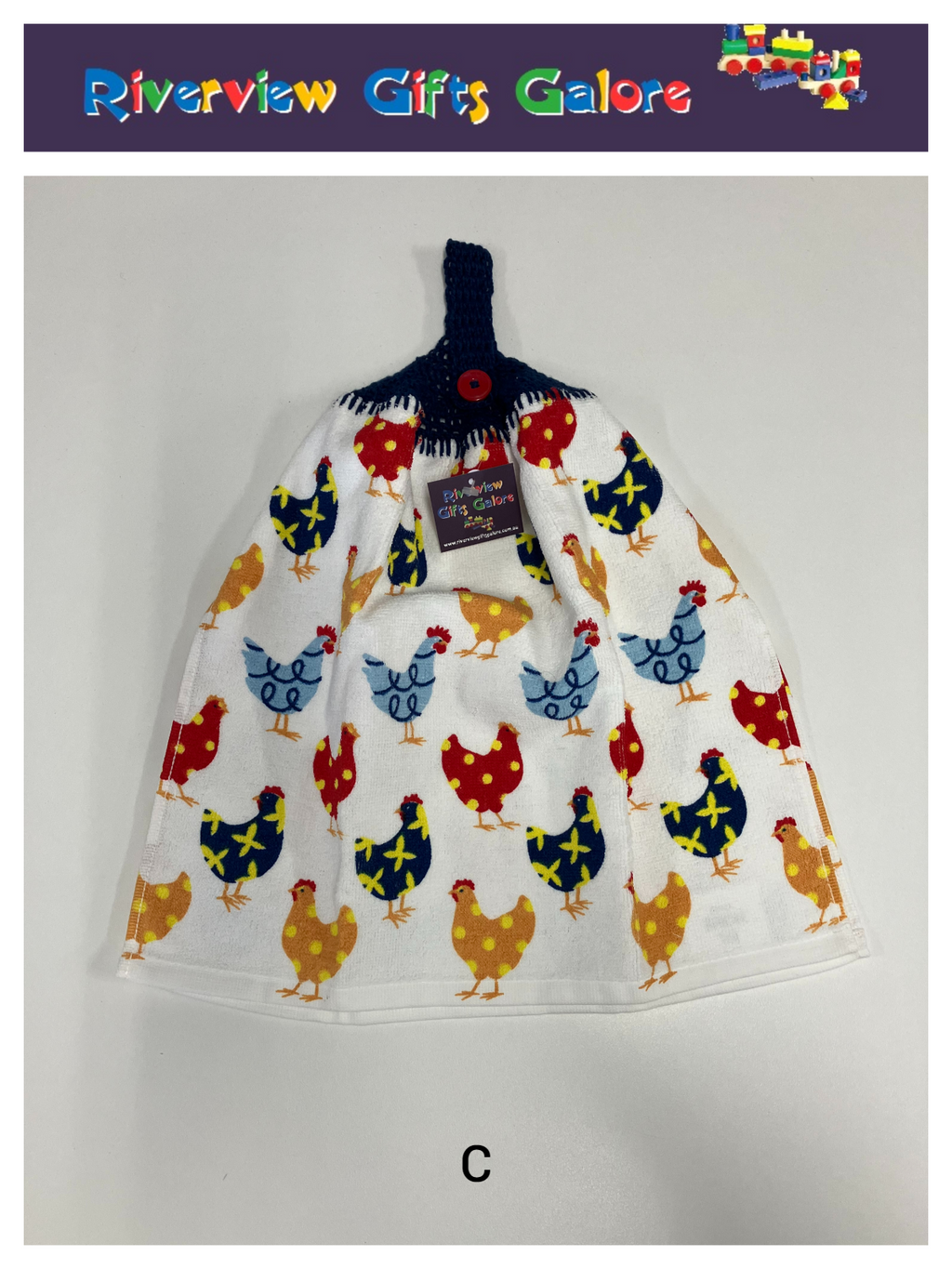 Crochet Top Hand Towel / Tea Towel (Double Thickness) - Chooks