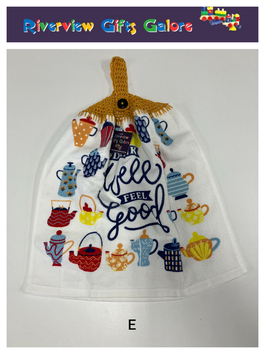Crochet Top Hand Towel / Tea Towel (Double Thickness) - Drink Well Feel Good