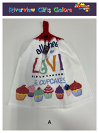 Crochet Top Hand Towel / Tea Towel (Double Thickness) - All You Need is Love and Cupcakes