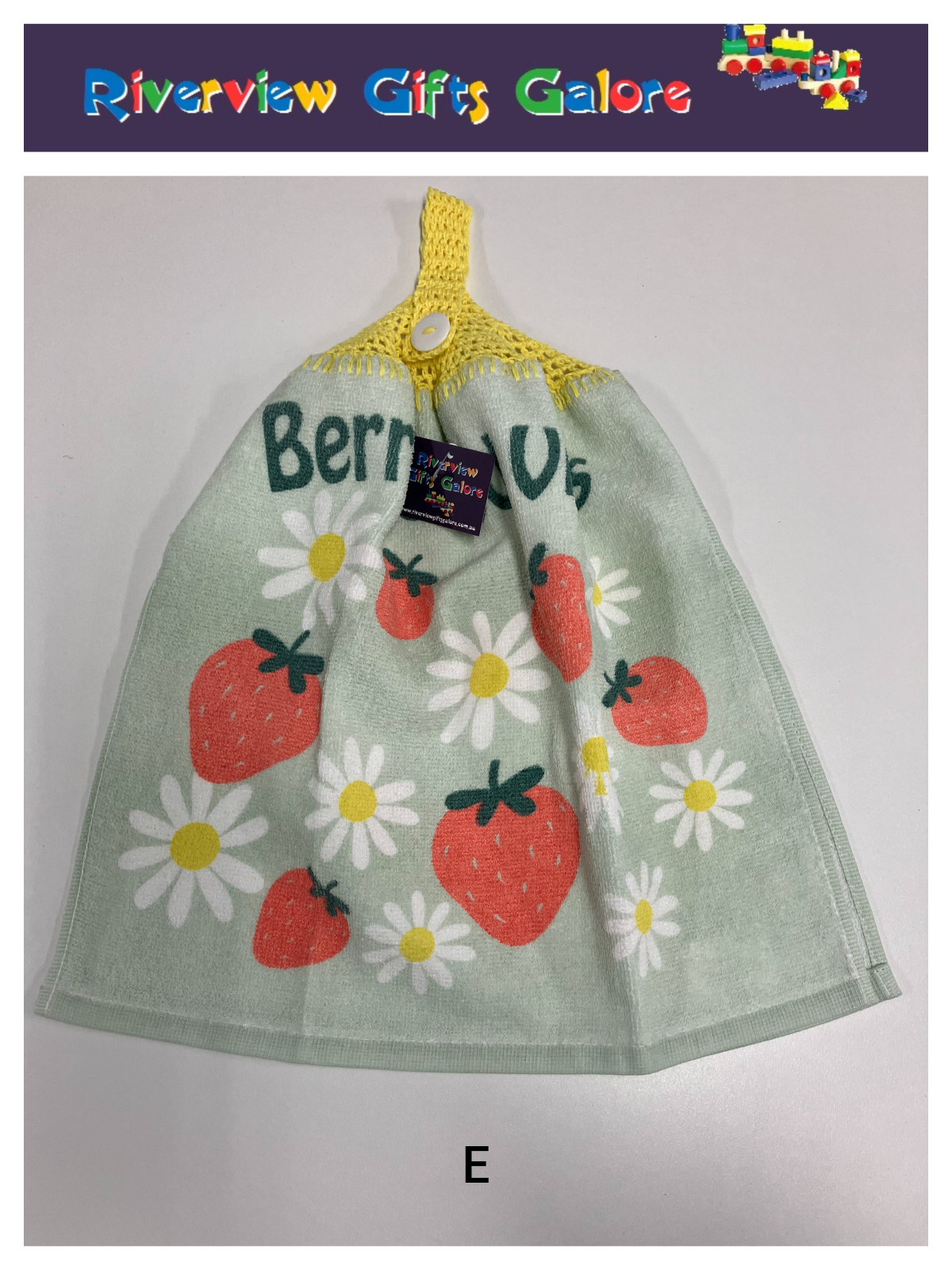 Crochet Top Hand Towel / Tea Towel (Double Thickness) - Berry Good Vibes