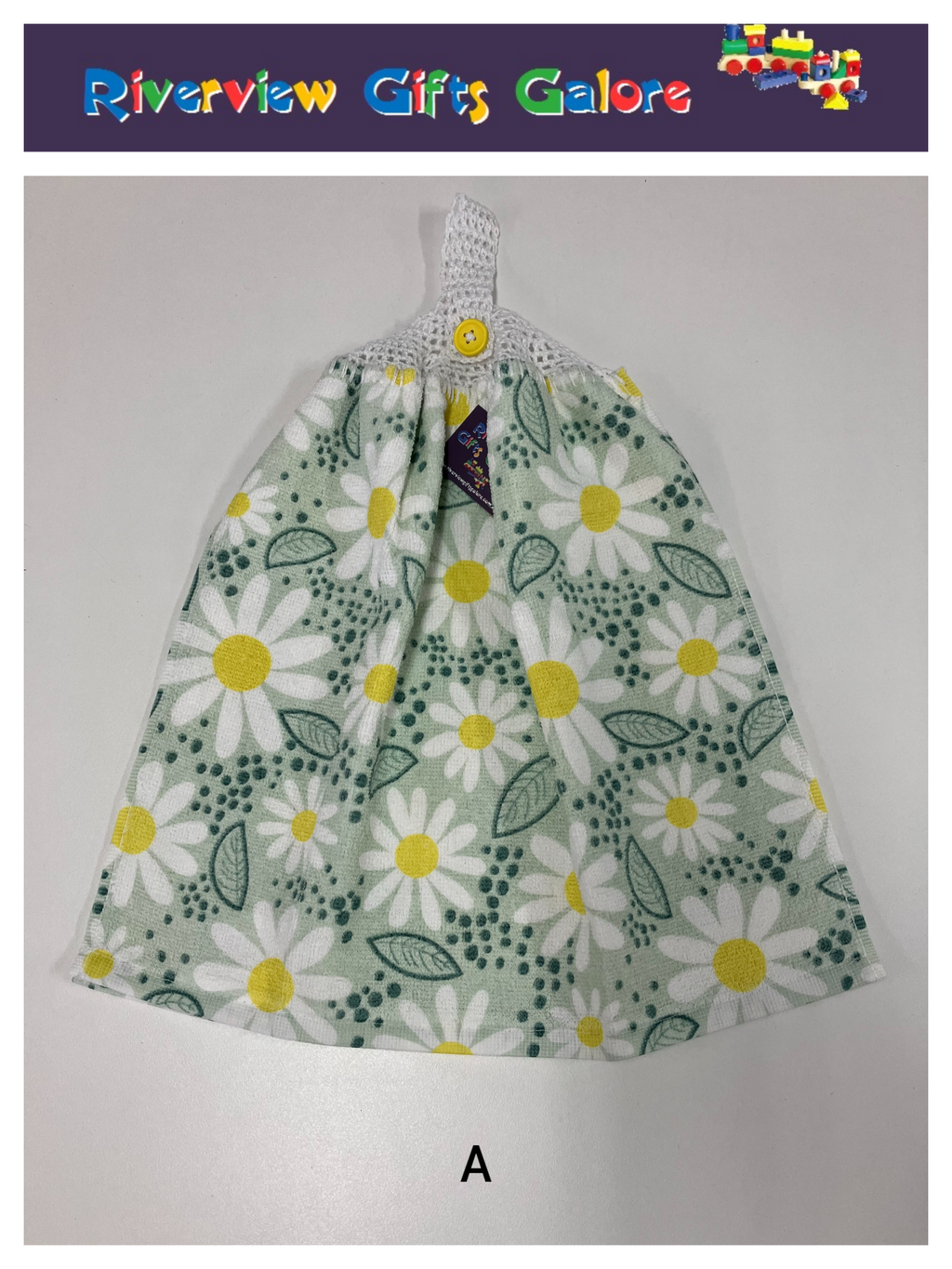 Crochet Top Hand Towel / Tea Towel (Double Thickness) - Daisies