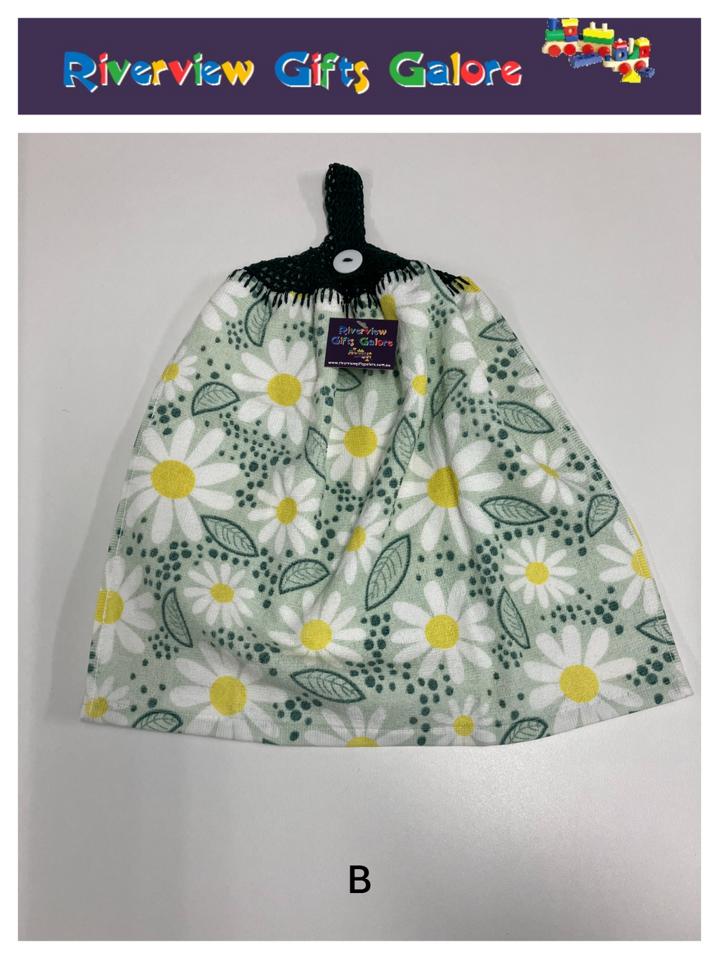 Crochet Top Hand Towel / Tea Towel (Double Thickness) - Daisies