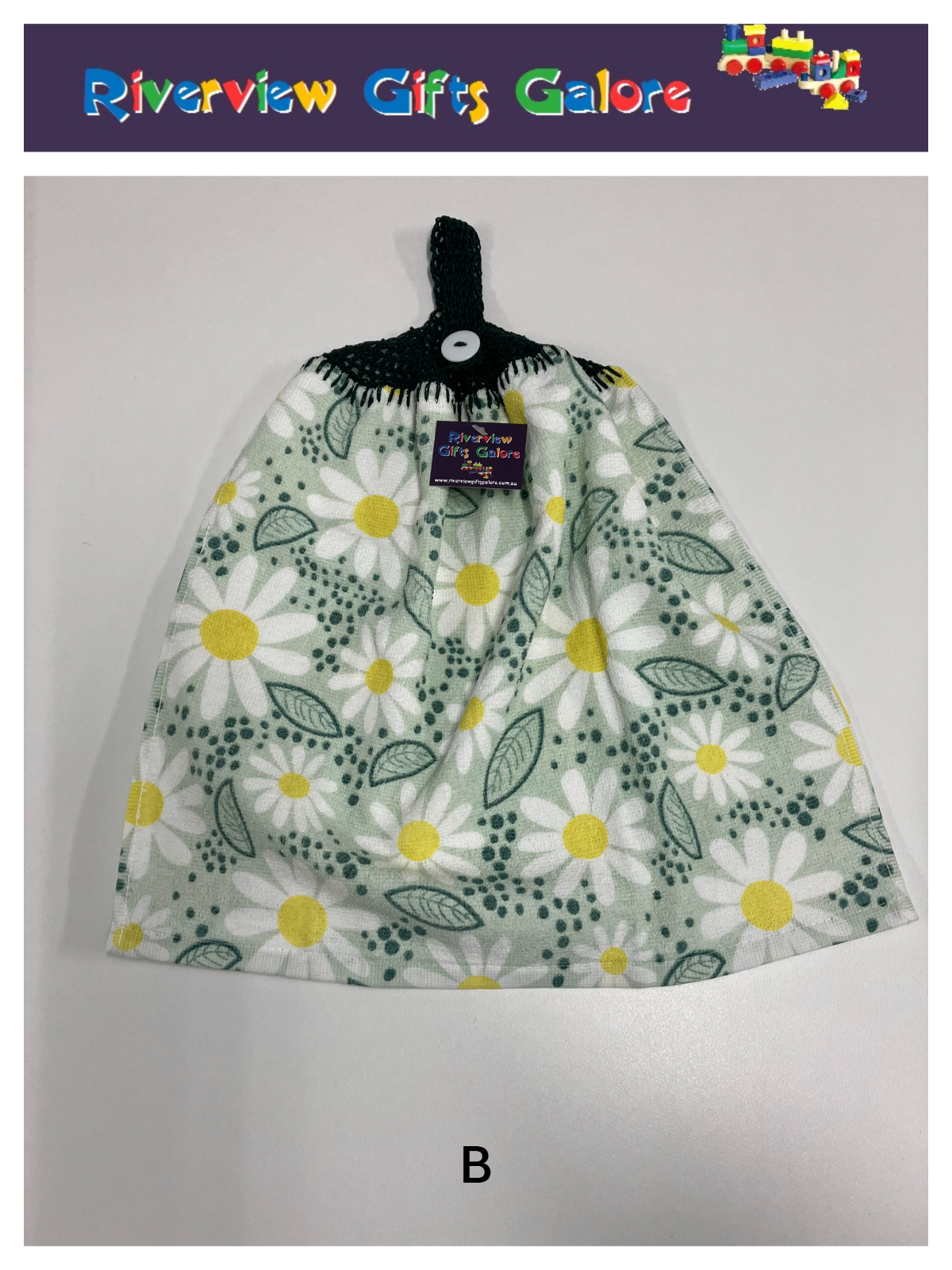 Crochet Top Hand Towel / Tea Towel (Double Thickness) - Daisies