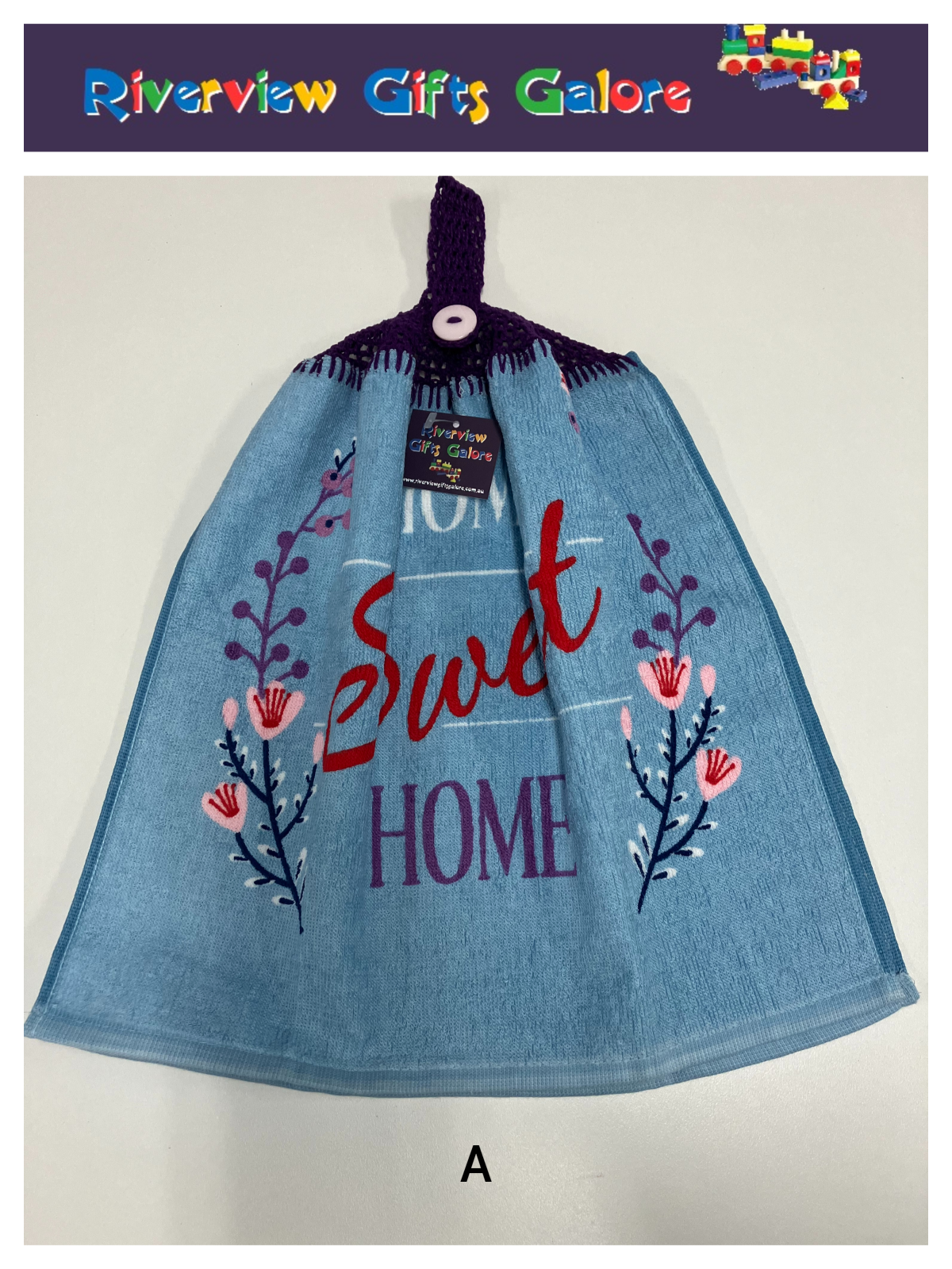 Crochet Top Hand Towel / Tea Towel (Double Thickness) - Home Sweet Home