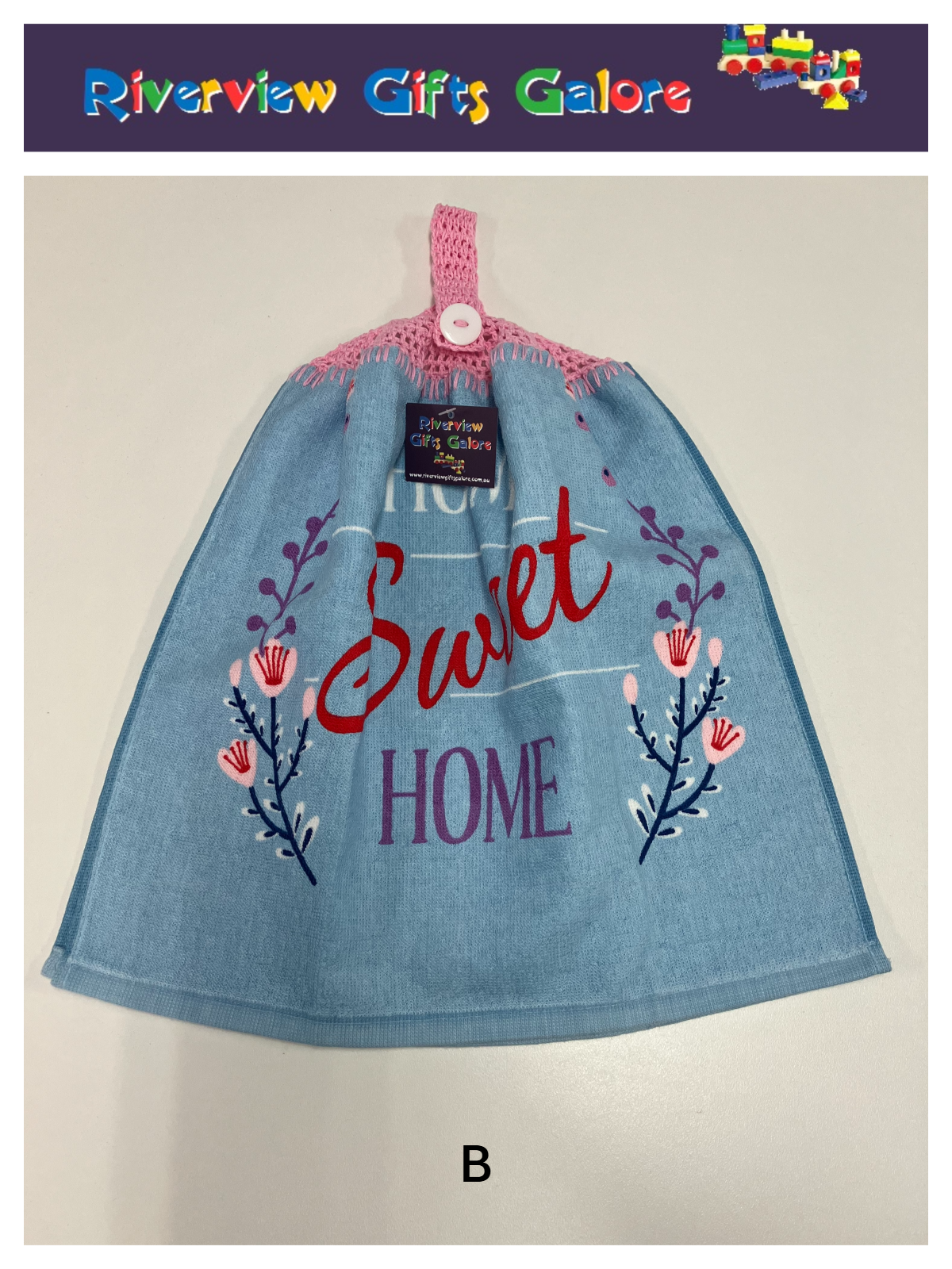 Crochet Top Hand Towel / Tea Towel (Double Thickness) - Home Sweet Home