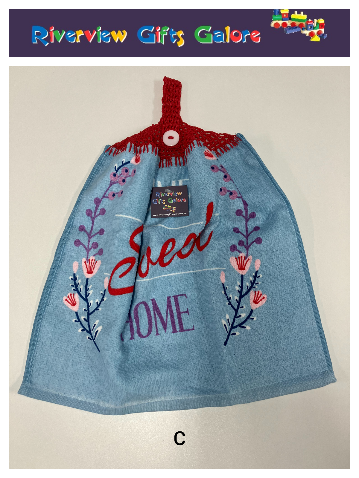 Crochet Top Hand Towel / Tea Towel (Double Thickness) - Home Sweet Home