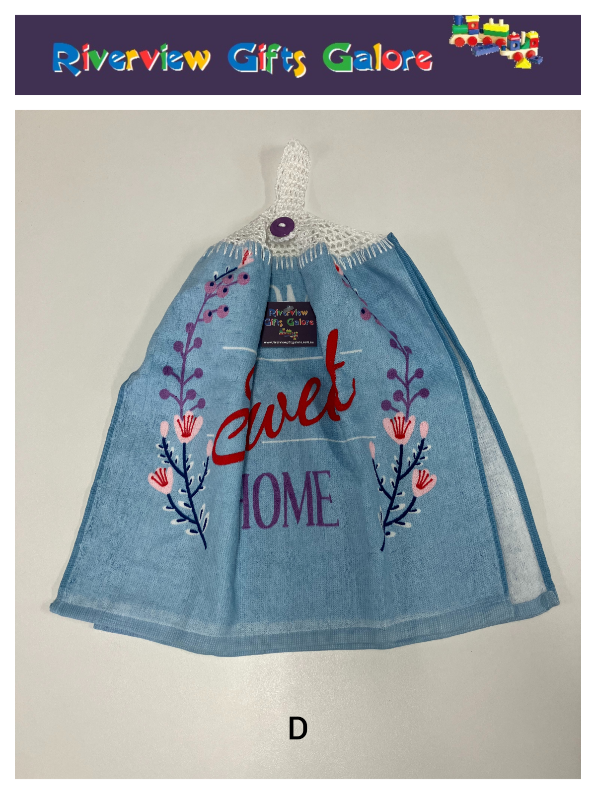Crochet Top Hand Towel / Tea Towel (Double Thickness) - Home Sweet Home