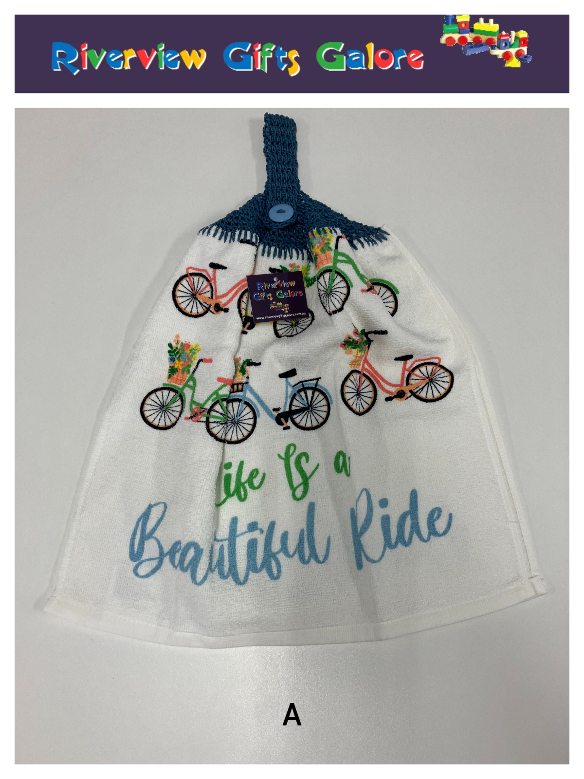 Crochet Top Hand Towel / Tea Towel (Double Thickness) - Life is a Beautiful Ride