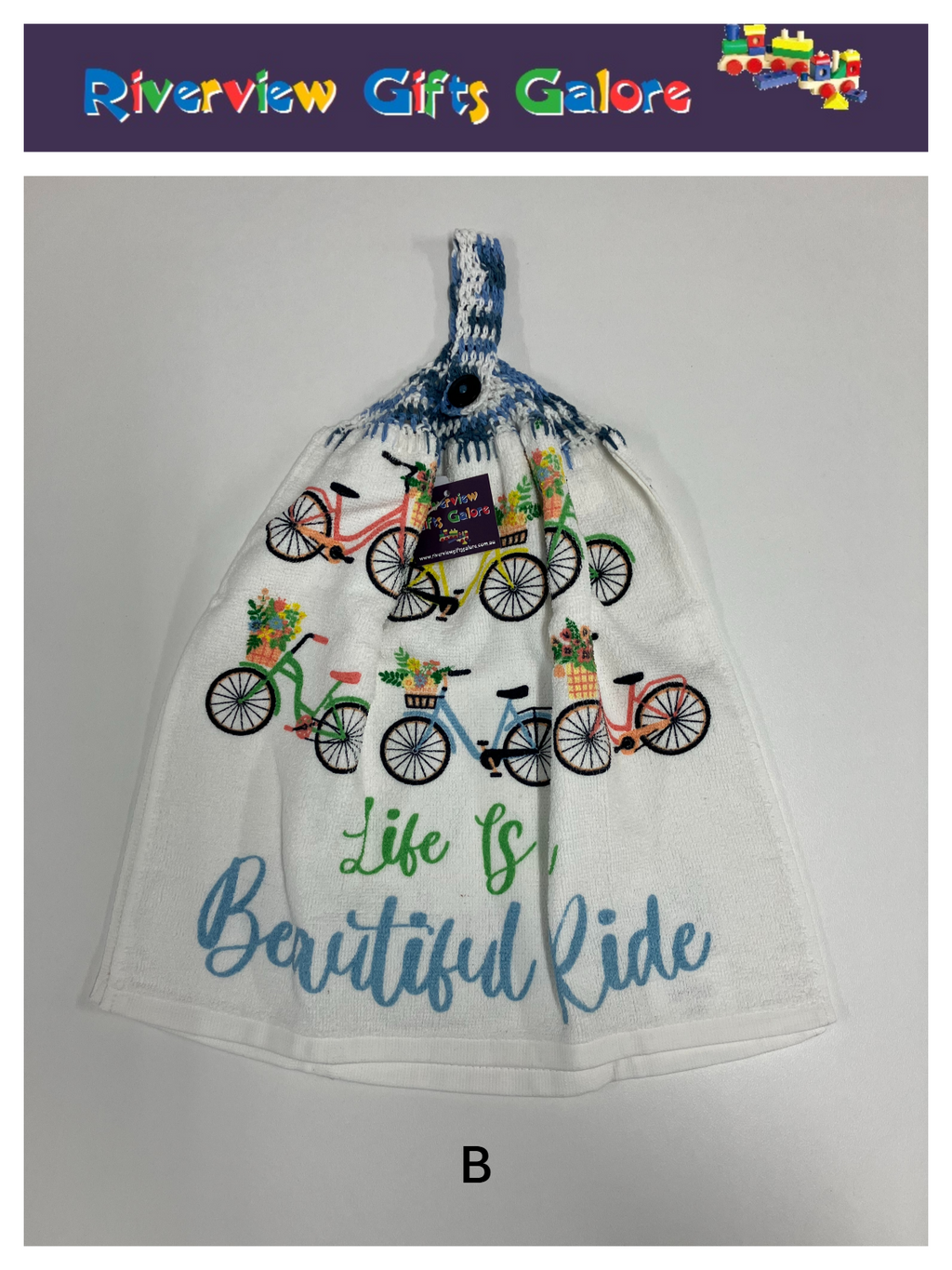 Crochet Top Hand Towel / Tea Towel (Double Thickness) - Life is a Beautiful Ride