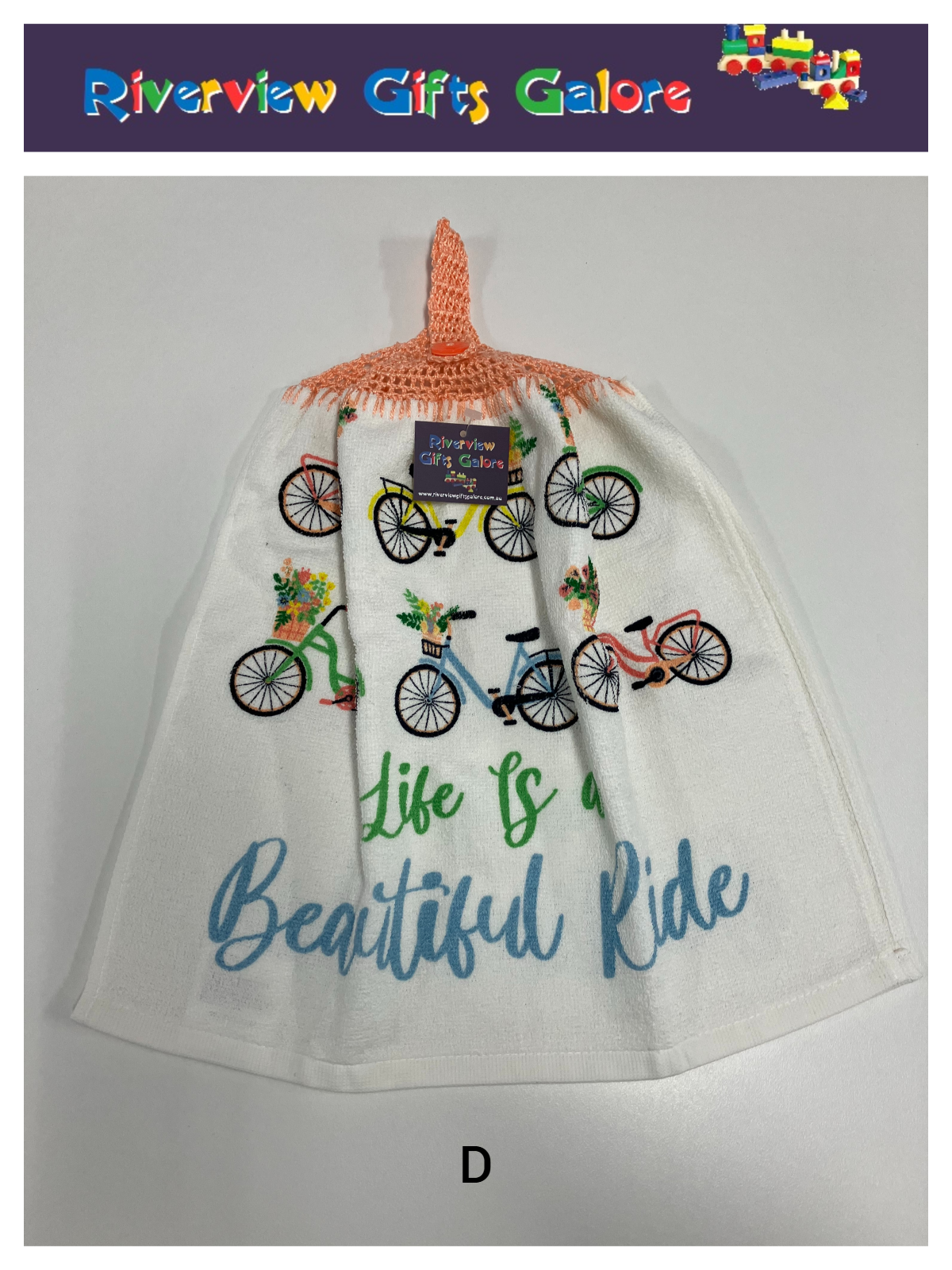 Crochet Top Hand Towel / Tea Towel (Double Thickness) - Life is a Beautiful Ride
