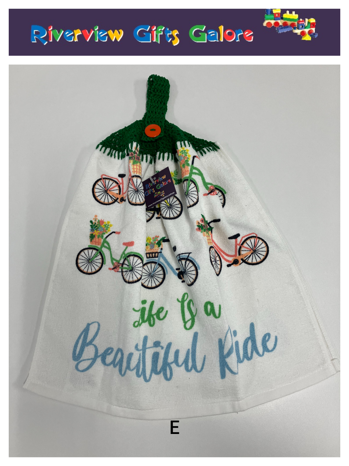 Crochet Top Hand Towel / Tea Towel (Double Thickness) - Life is a Beautiful Ride