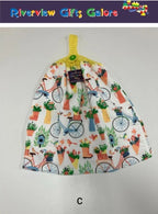 Crochet Top Hand Towel / Tea Towel (Double Thickness) - Bicycles in the Garden