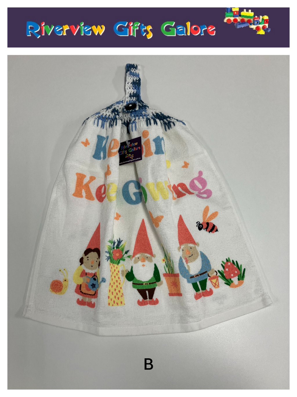 Crochet Top Hand Towel / Tea Towel (Double Thickness) - Keep Going Keep Growing