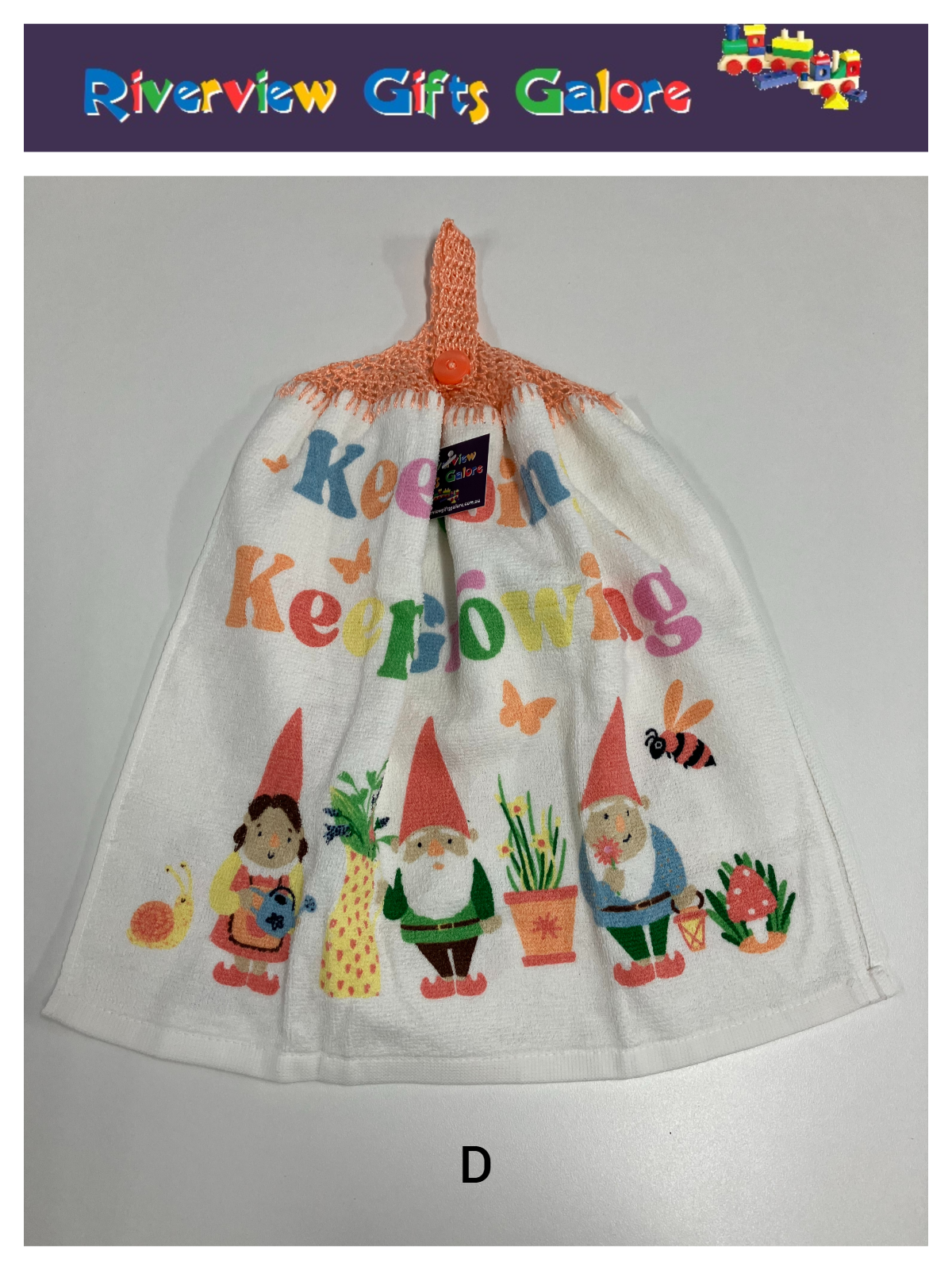 Crochet Top Hand Towel / Tea Towel (Double Thickness) - Keep Going Keep Growing