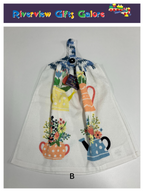 Crochet Top Hand Towel / Tea Towel (Double Thickness) - Watering Cans - Large