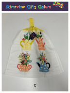 Crochet Top Hand Towel / Tea Towel (Double Thickness) - Watering Cans - Large