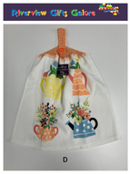 Crochet Top Hand Towel / Tea Towel (Double Thickness) - Watering Cans - Large