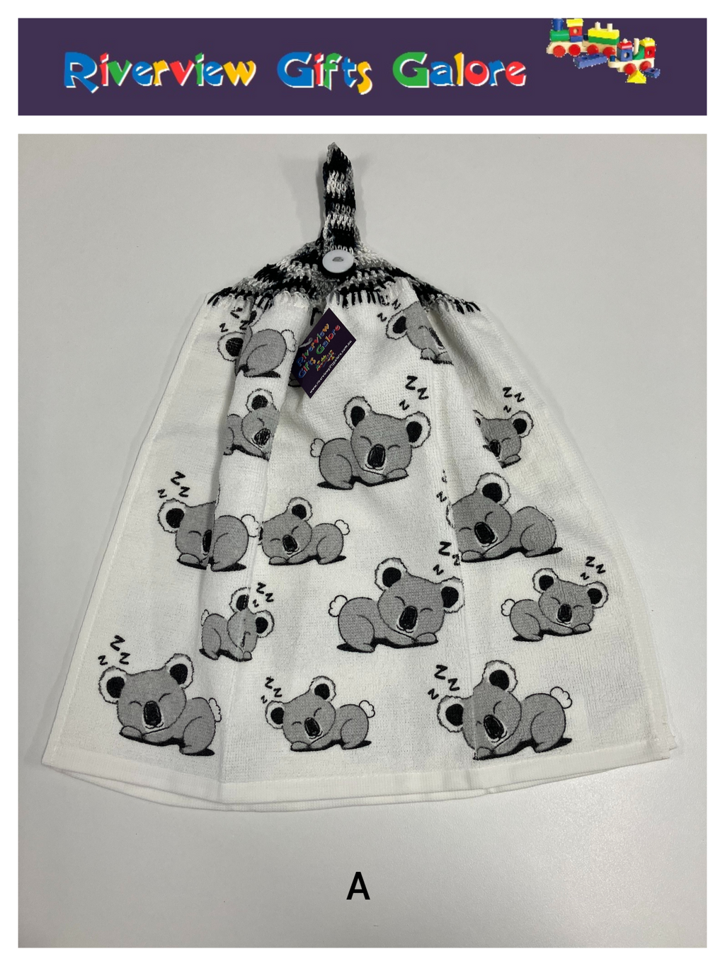 Crochet Top Hand Towel / Tea Towel (Double Thickness) - Koalas