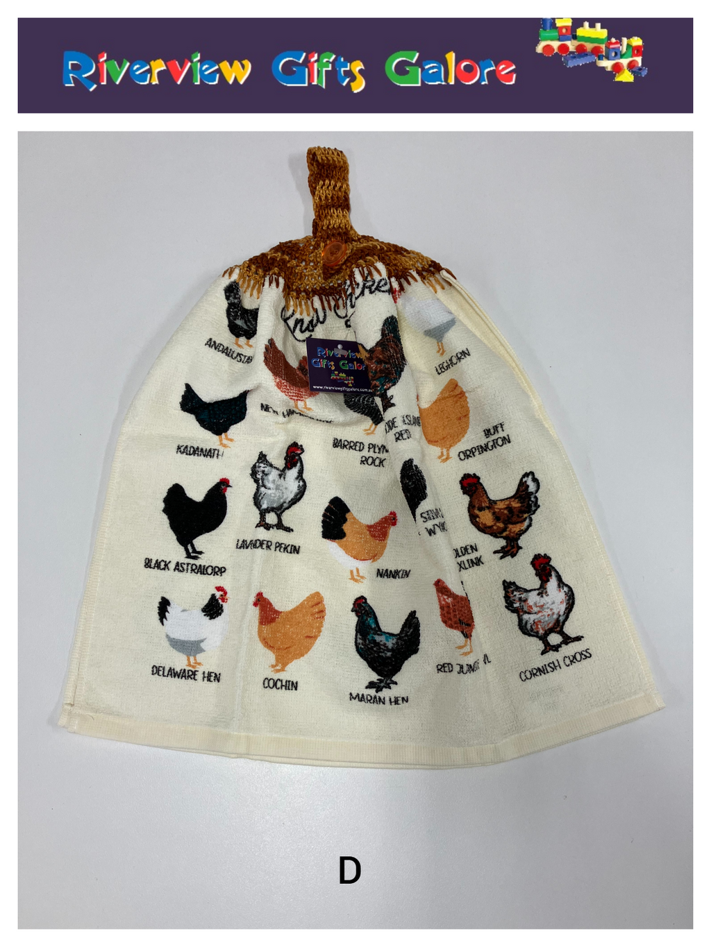 Crochet Top Hand Towel / Tea Towel (Double Thickness) - Know your Chickens