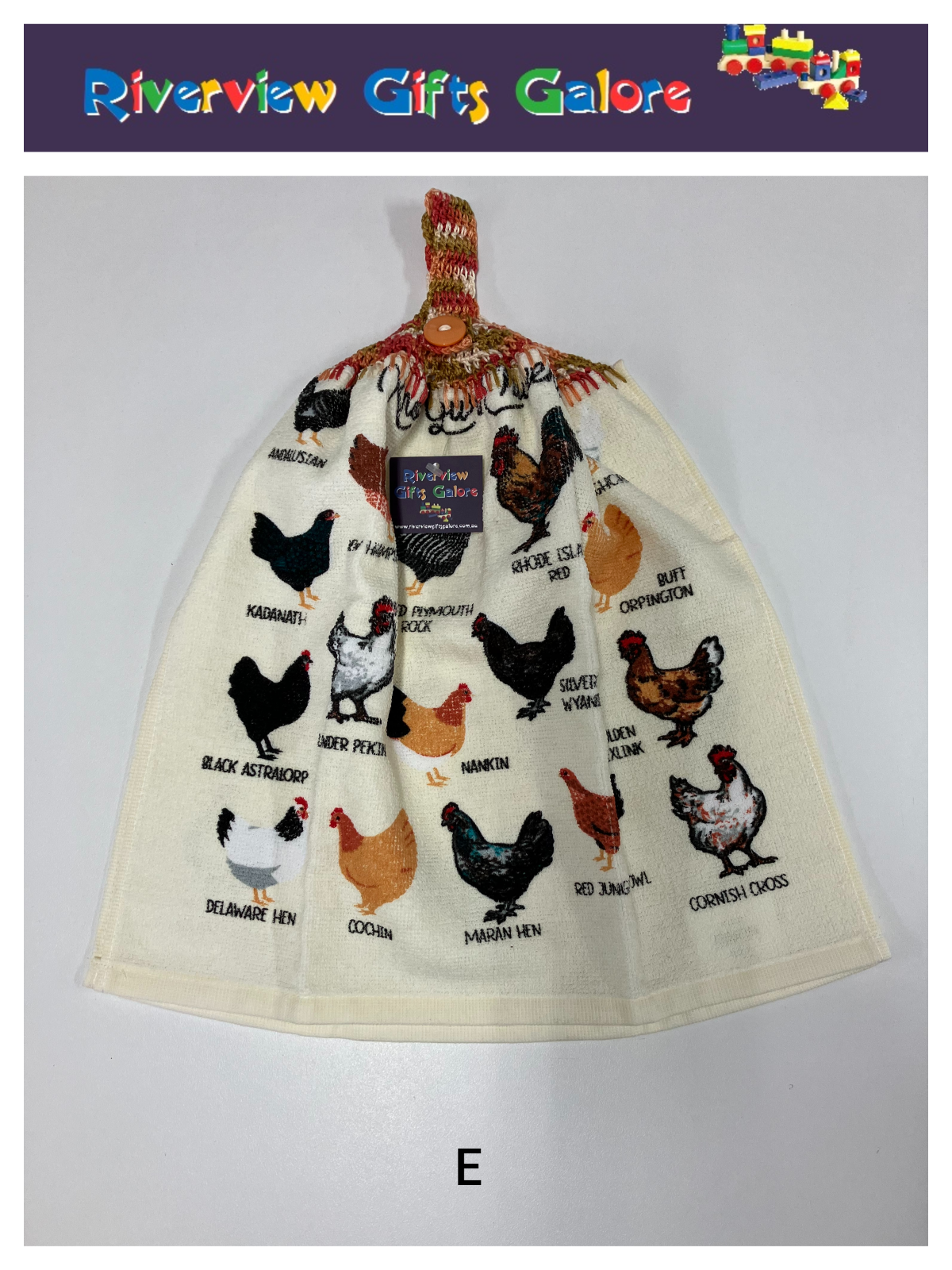 Crochet Top Hand Towel / Tea Towel (Double Thickness) - Know your Chickens