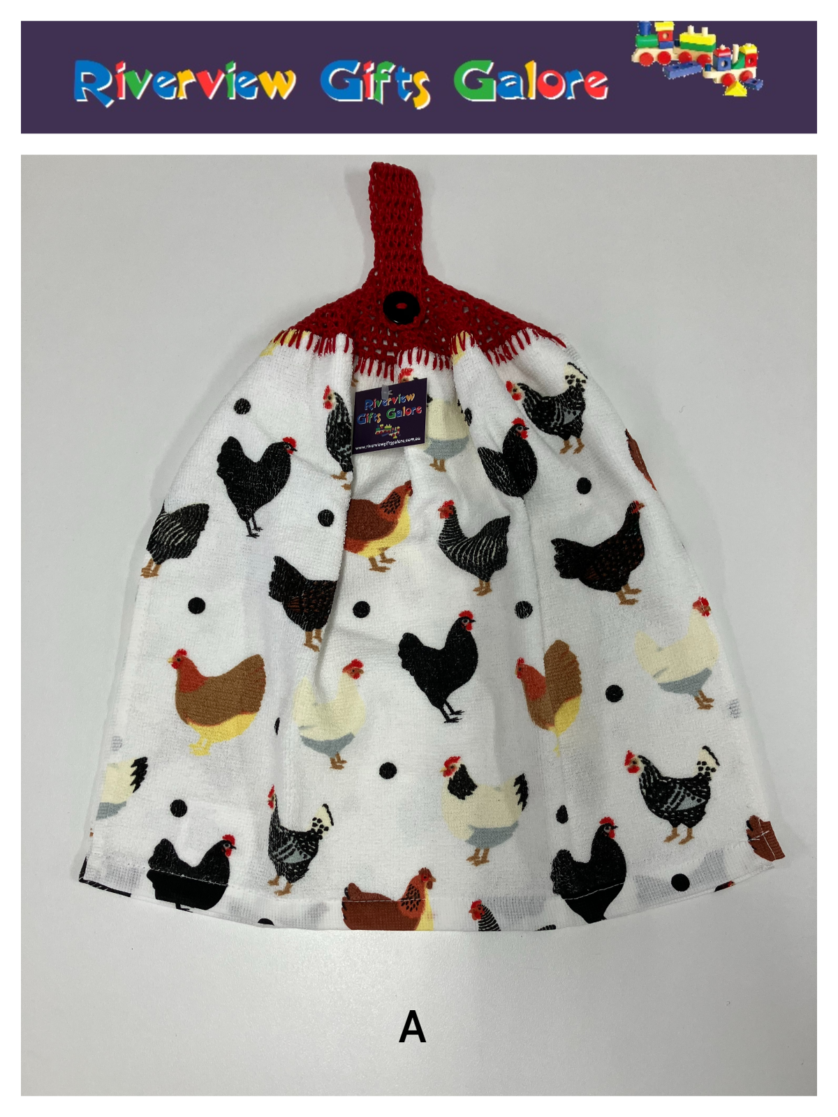 Crochet Top Hand Towel / Tea Towel (Double Thickness) - Chooks