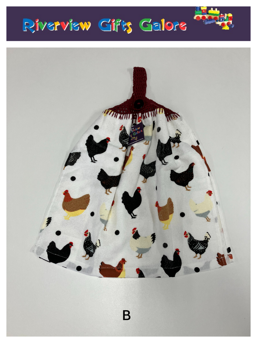 Crochet Top Hand Towel / Tea Towel (Double Thickness) - Chooks
