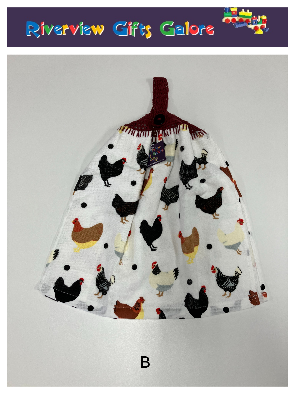 Crochet Top Hand Towel / Tea Towel (Double Thickness) - Chooks
