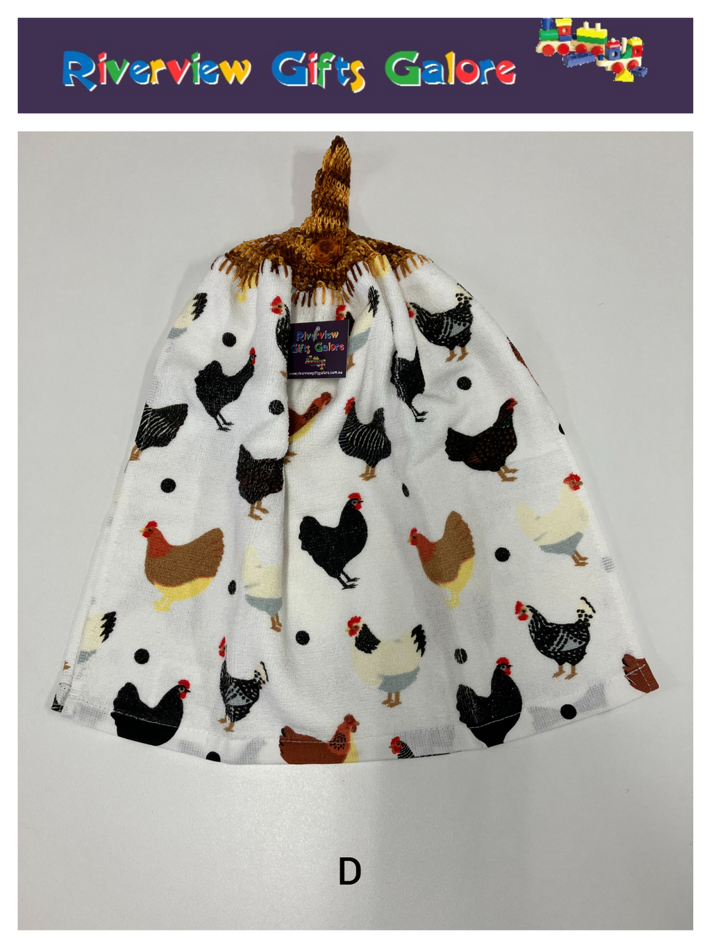 Crochet Top Hand Towel / Tea Towel (Double Thickness) - Chooks