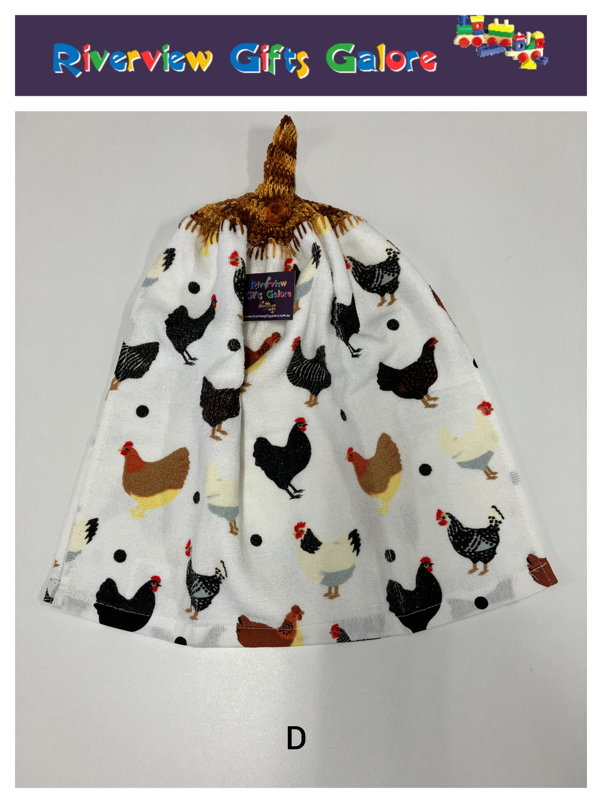 Crochet Top Hand Towel / Tea Towel (Double Thickness) - Chooks