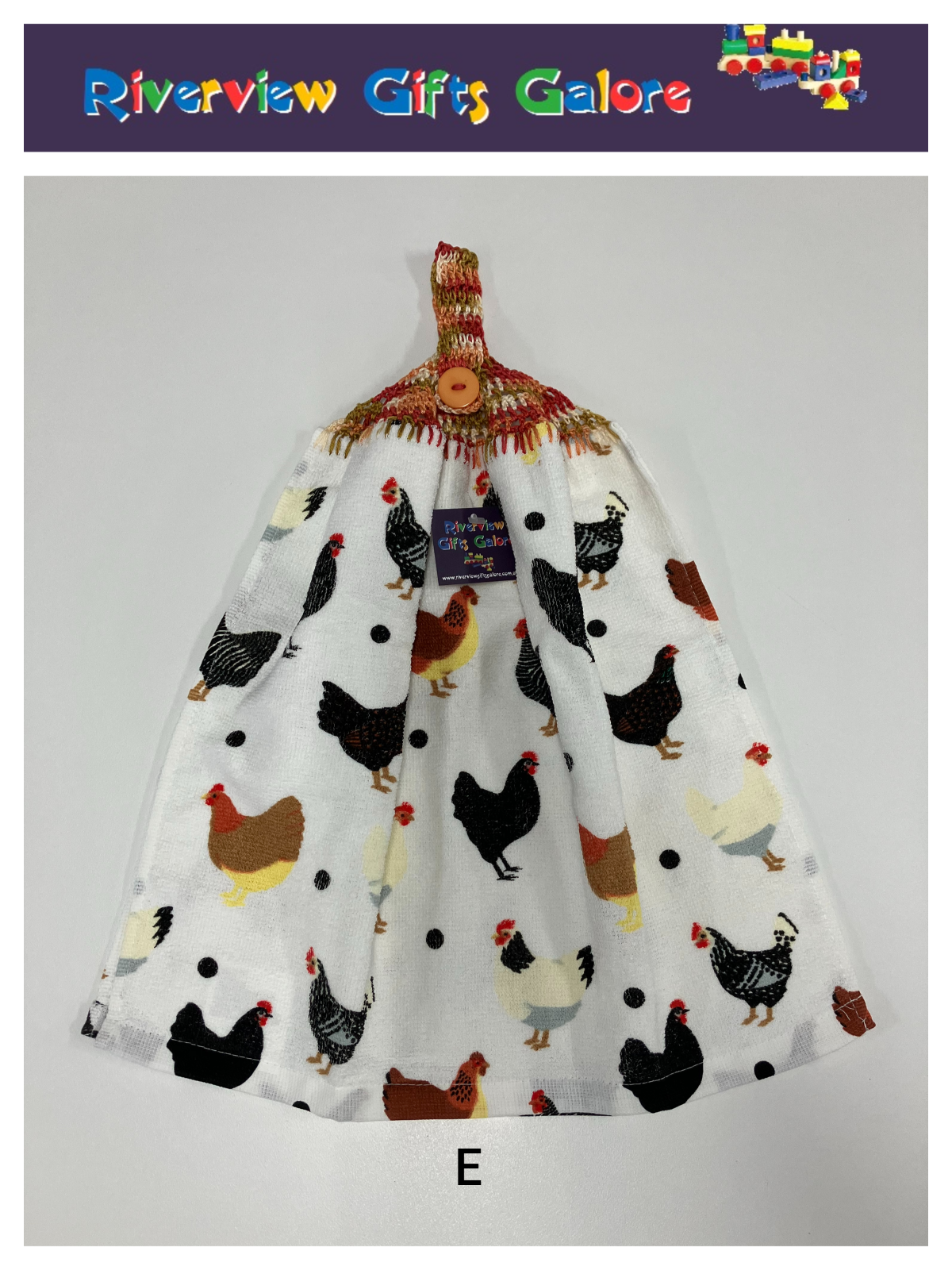 Crochet Top Hand Towel / Tea Towel (Double Thickness) - Chooks
