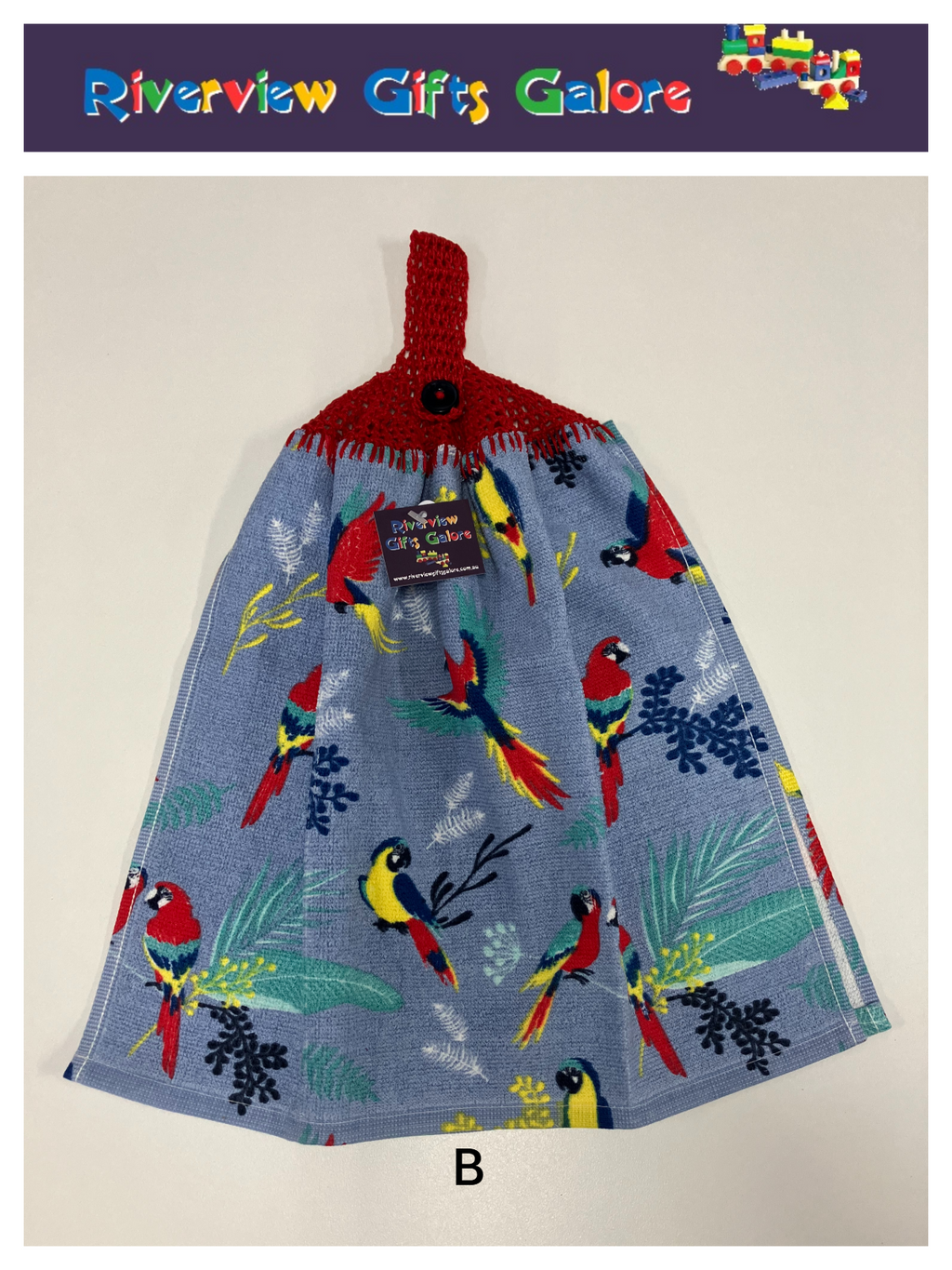 Crochet Top Hand Towel / Tea Towel (Double Thickness) - Parrots