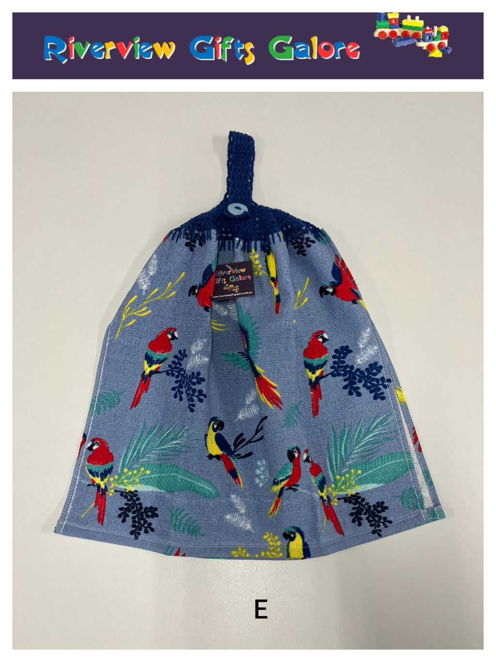 Crochet Top Hand Towel / Tea Towel (Double Thickness) - Parrots