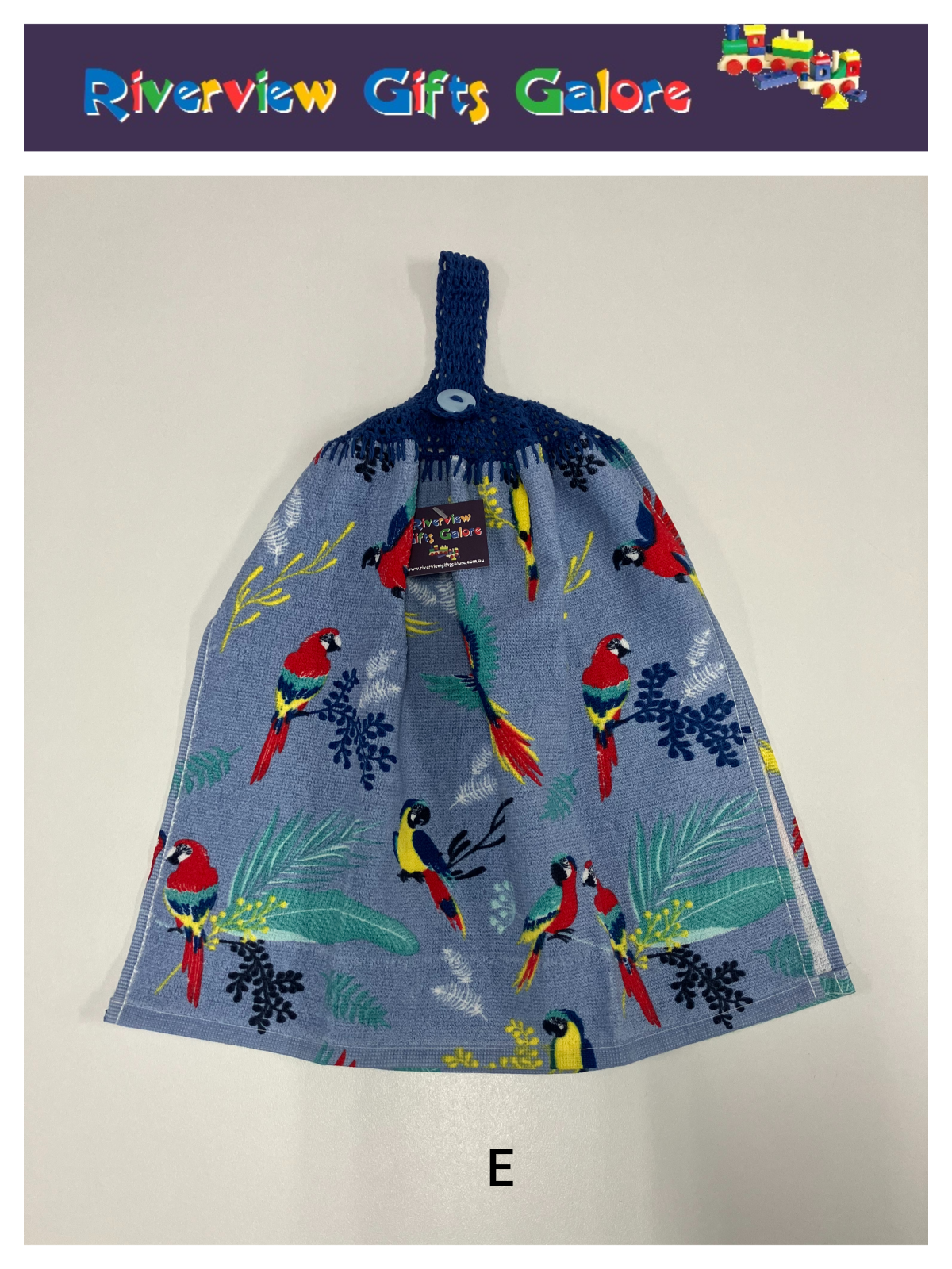 Crochet Top Hand Towel / Tea Towel (Double Thickness) - Parrots