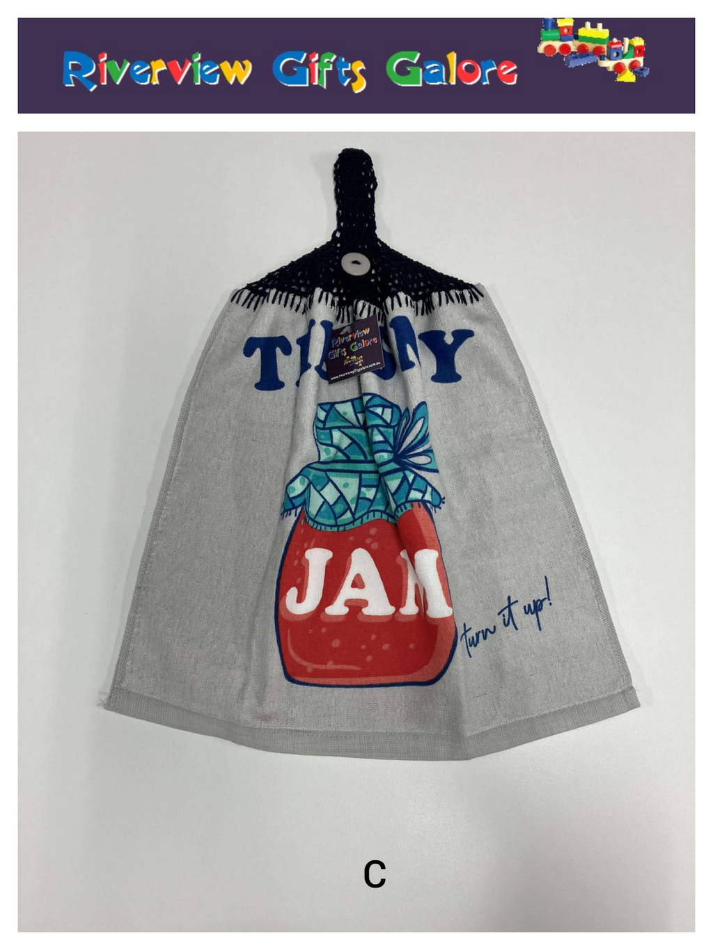 Crochet Top Hand Towel / Tea Towel (Double Thickness) - This is my jam - turn it up