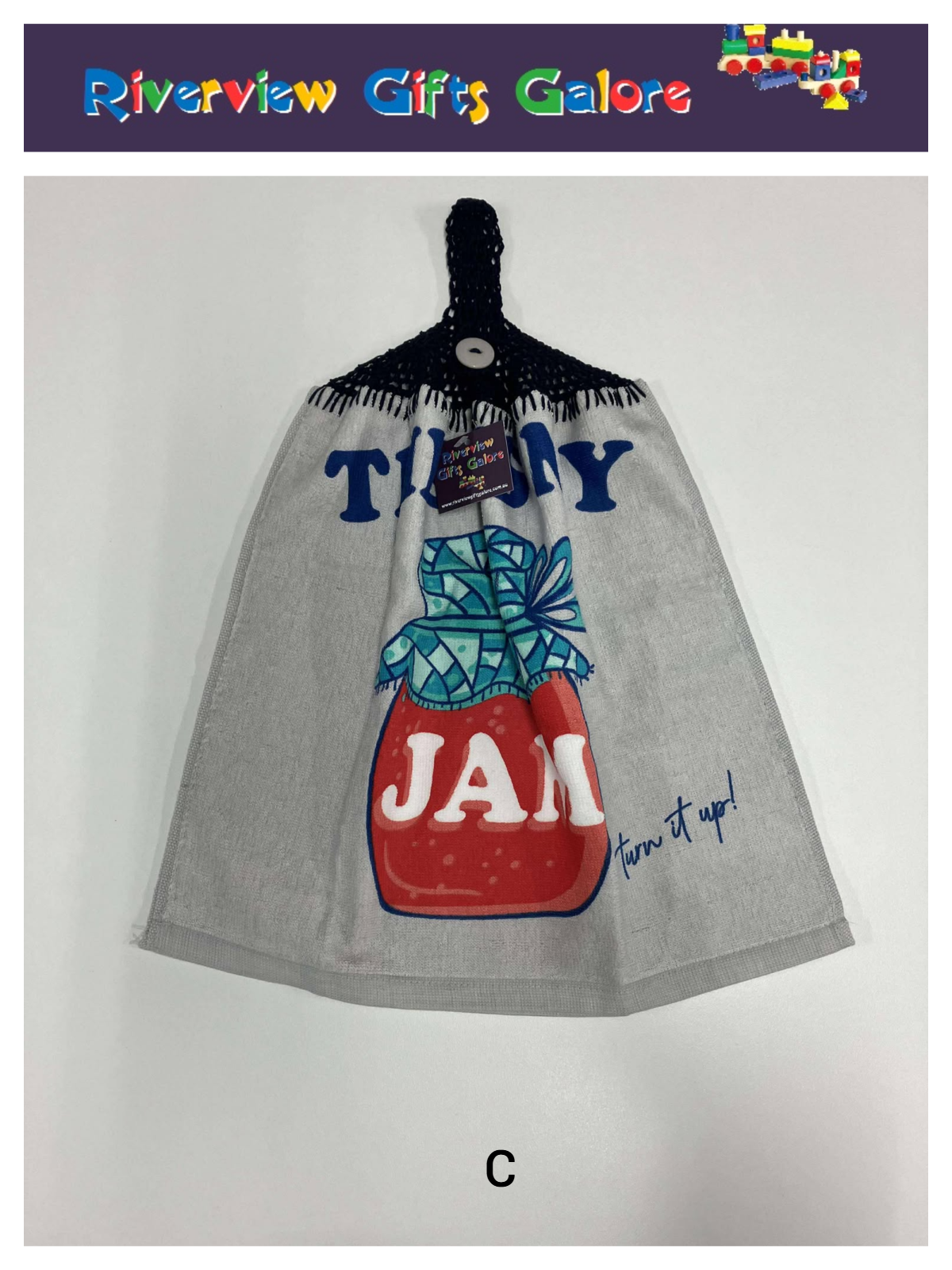 Crochet Top Hand Towel / Tea Towel (Double Thickness) - This is my jam - turn it up