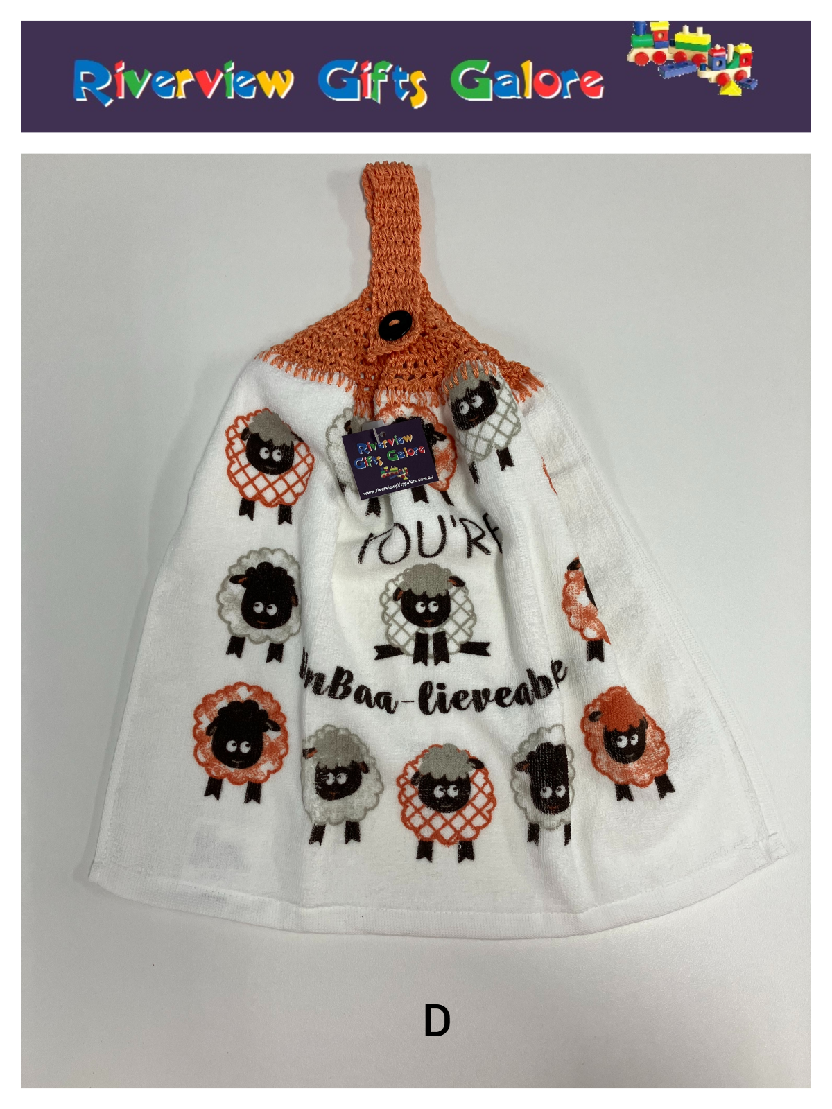 Crochet Top Hand Towel / Tea Towel (Double Thickness) - Your're UnBaa-lieveable