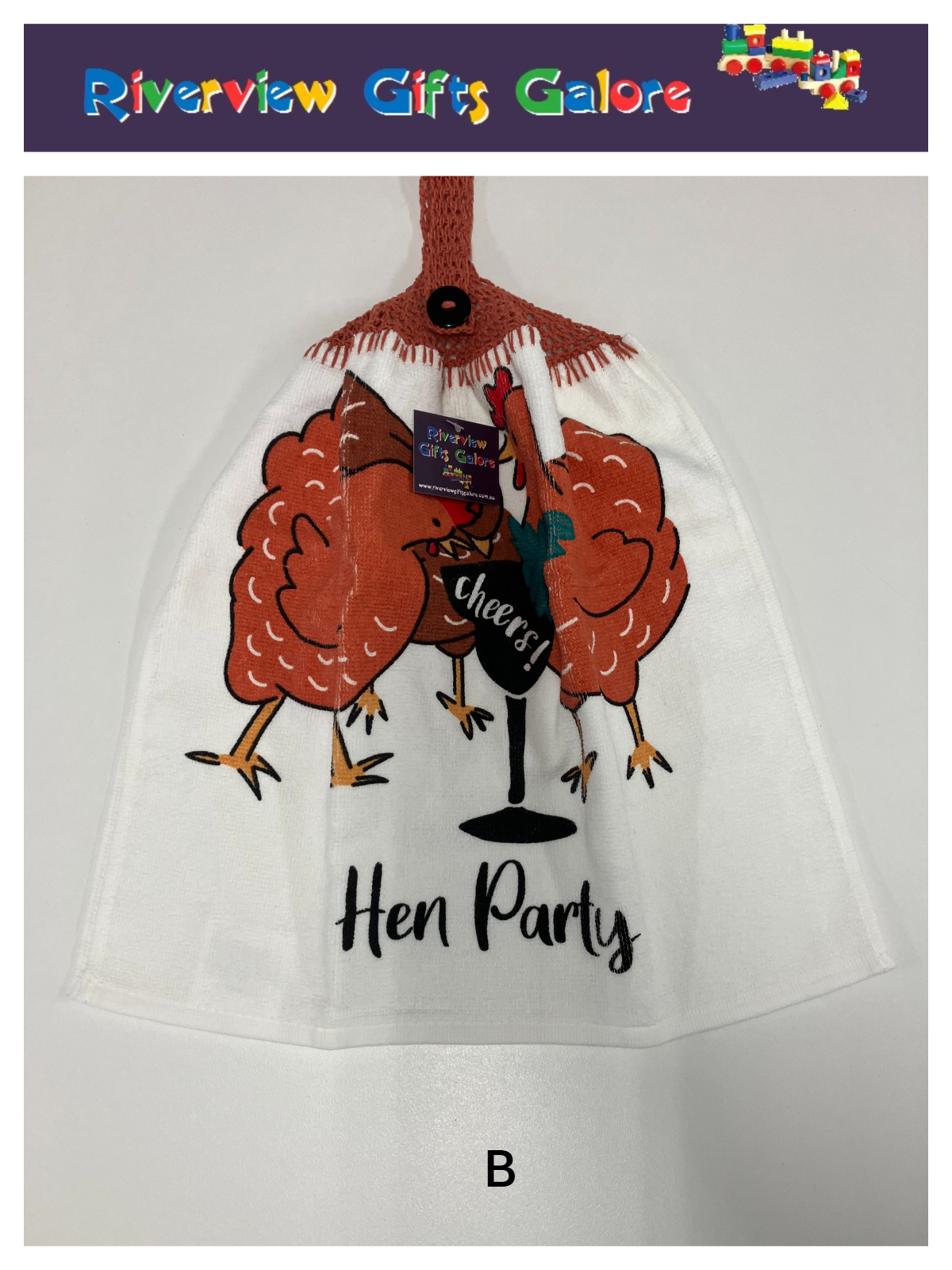 Crochet Top Hand Towel / Tea Towel (Double Thickness) - Hen Party