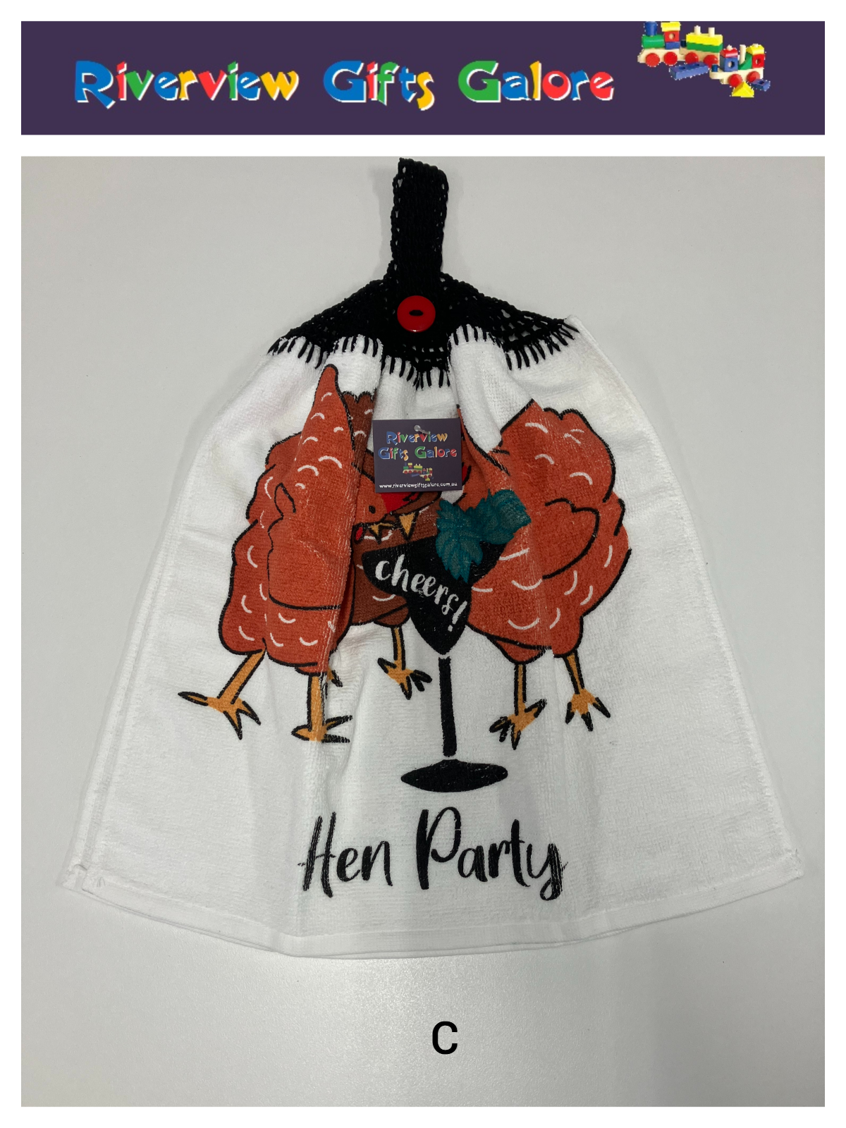 Crochet Top Hand Towel / Tea Towel (Double Thickness) - Hen Party