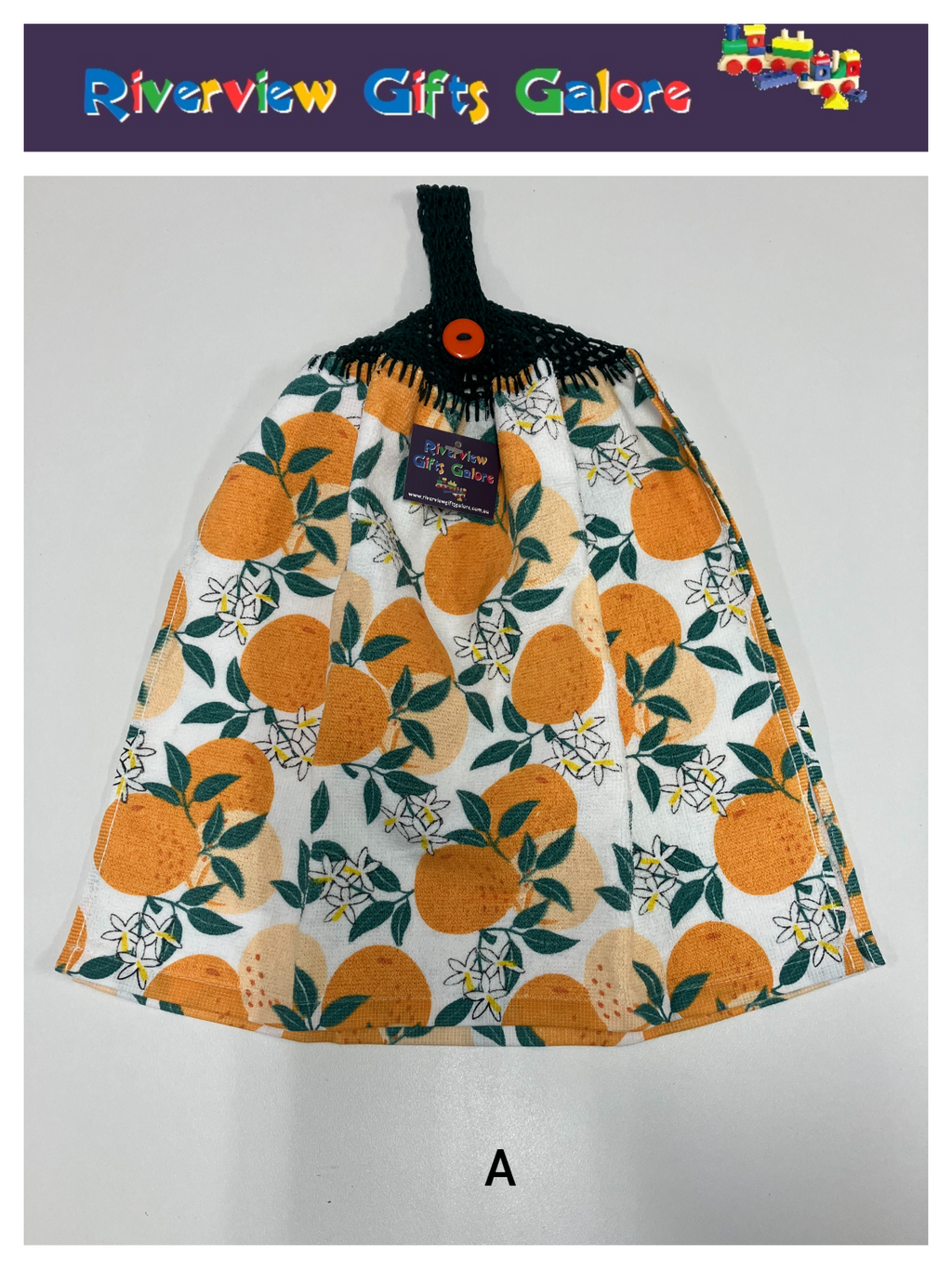 Crochet Top Hand Towel / Tea Towel (Double Thickness) - Oranges
