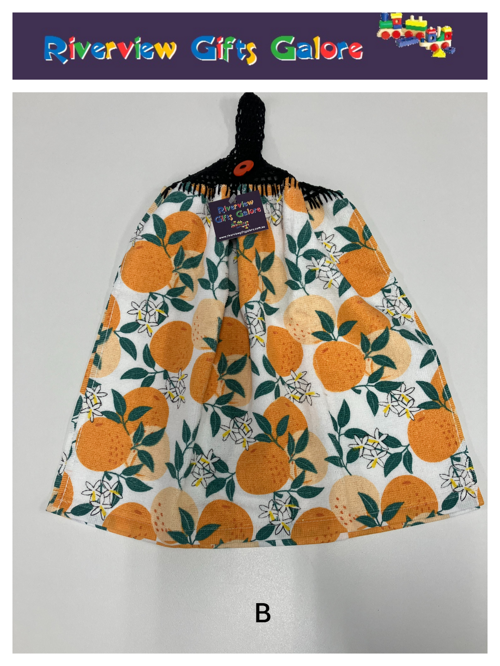 Crochet Top Hand Towel / Tea Towel (Double Thickness) - Oranges