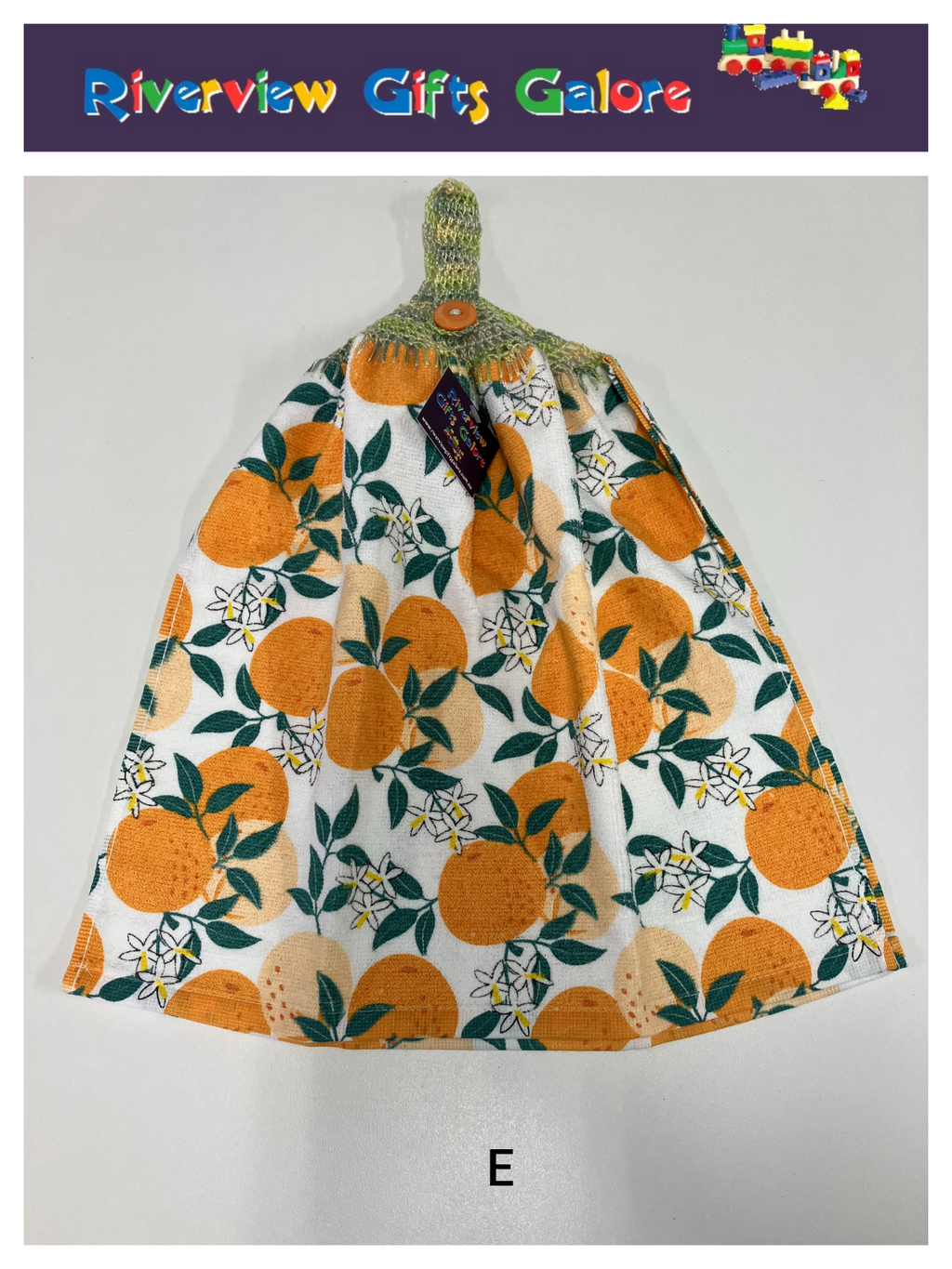 Crochet Top Hand Towel / Tea Towel (Double Thickness) - Oranges