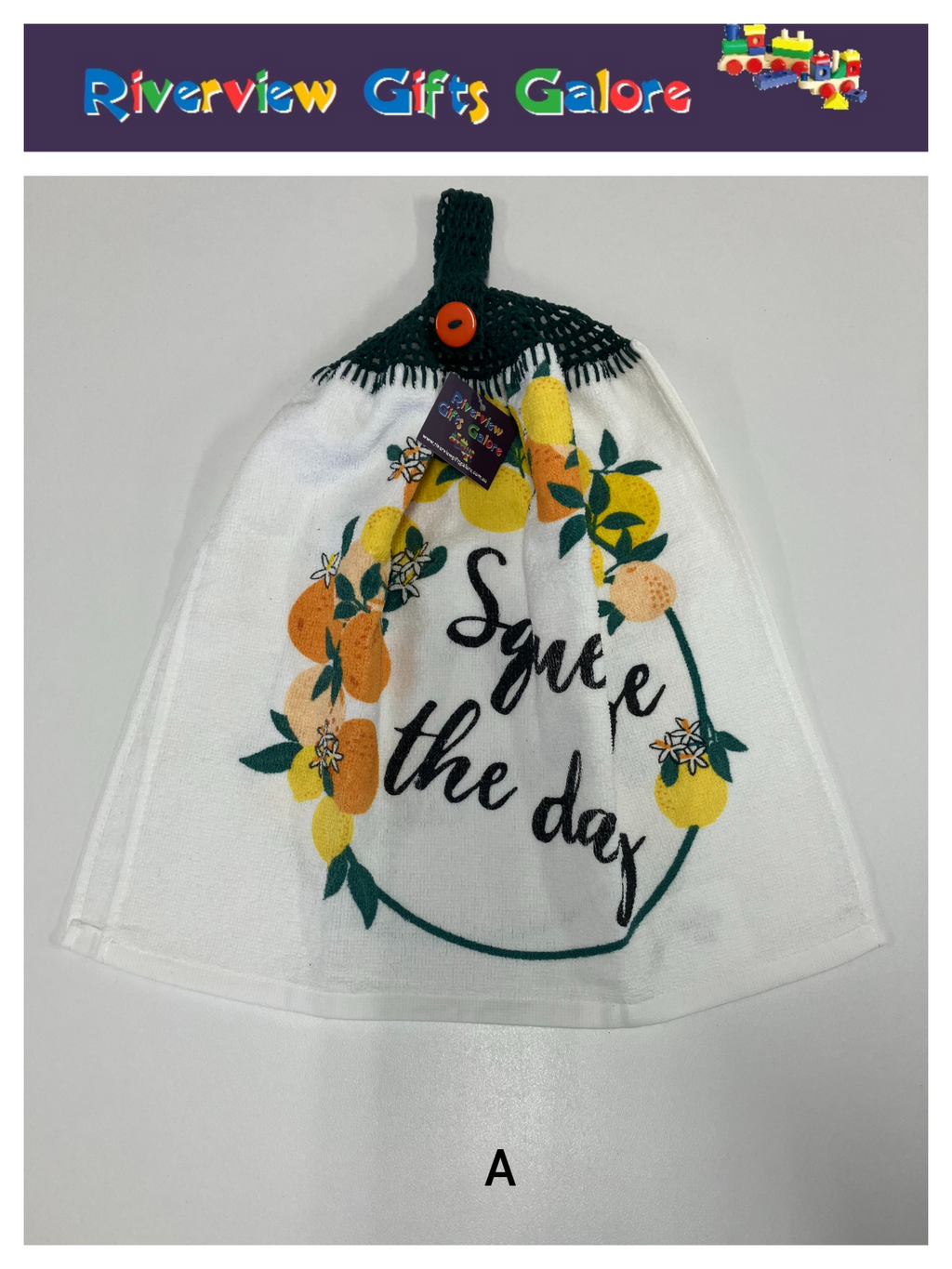 Crochet Top Hand Towel / Tea Towel (Double Thickness) - Squeeze the Day