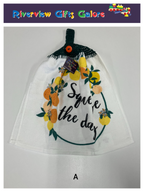 Crochet Top Hand Towel / Tea Towel (Double Thickness) - Squeeze the Day