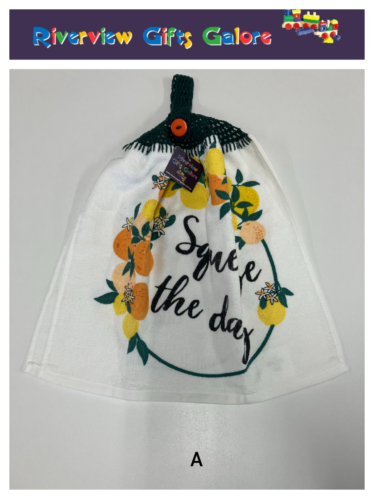 Crochet Top Hand Towel / Tea Towel (Double Thickness) - Squeeze the Day