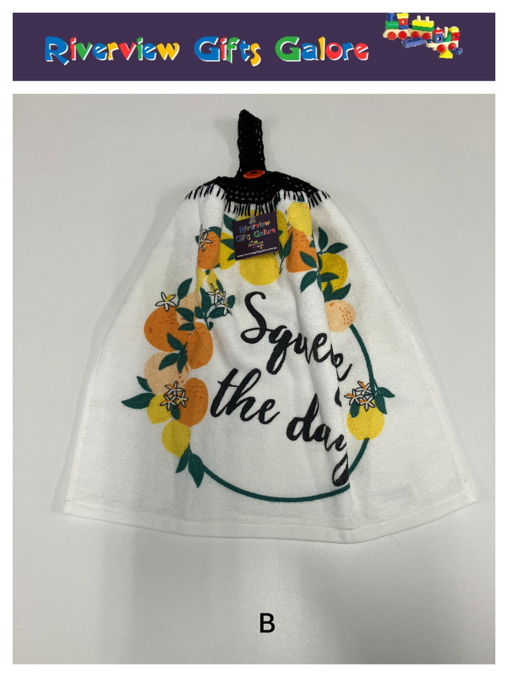 Crochet Top Hand Towel / Tea Towel (Double Thickness) - Squeeze the Day