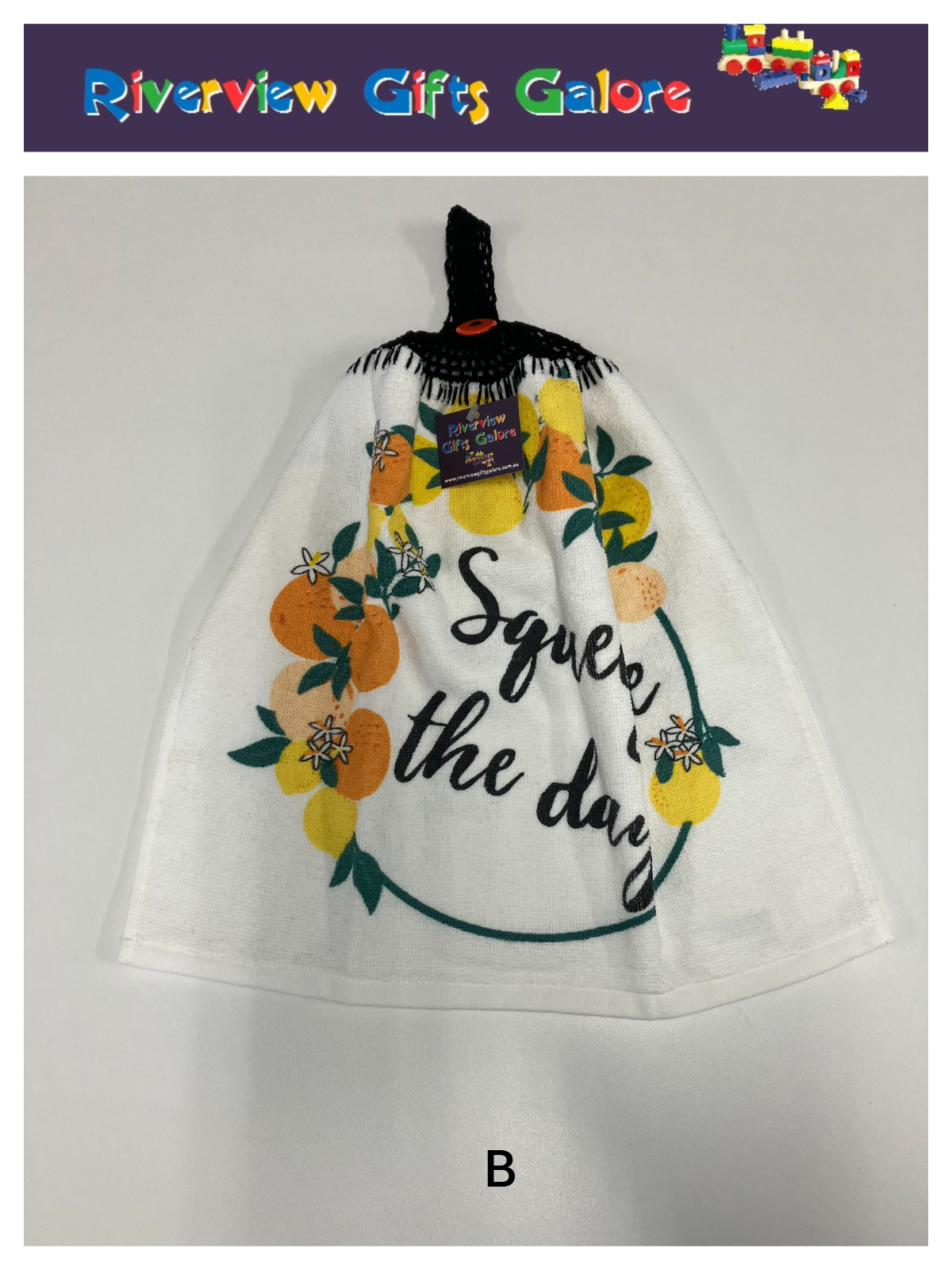 Crochet Top Hand Towel / Tea Towel (Double Thickness) - Squeeze the Day