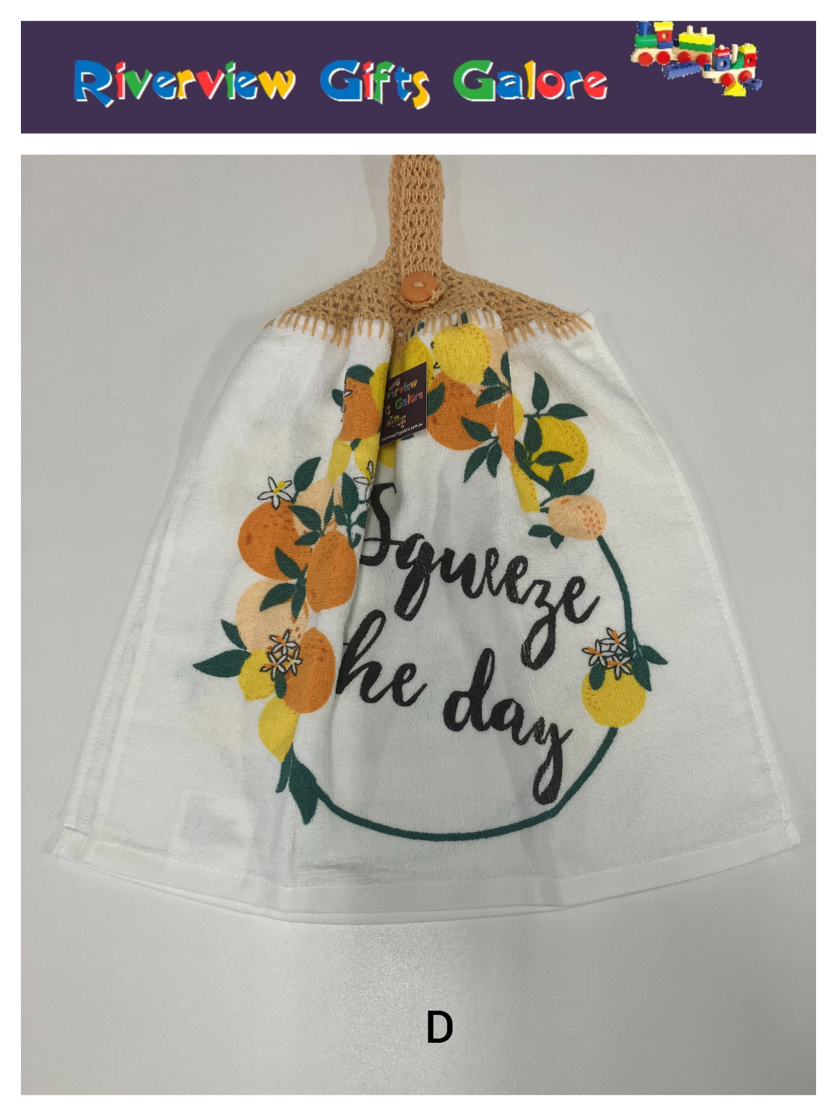 Crochet Top Hand Towel / Tea Towel (Double Thickness) - Squeeze the Day